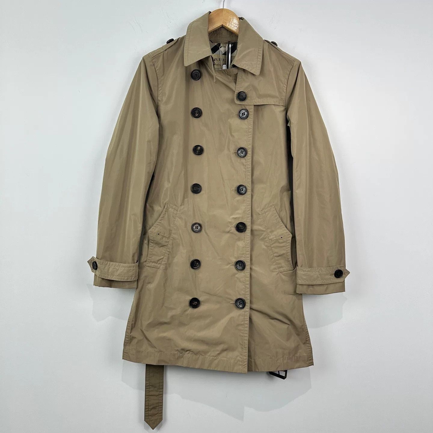 Burberry Burberry Nylon Double-Breasted Trench Coat Size US XXS / EU 40 - 1 Thumbnail