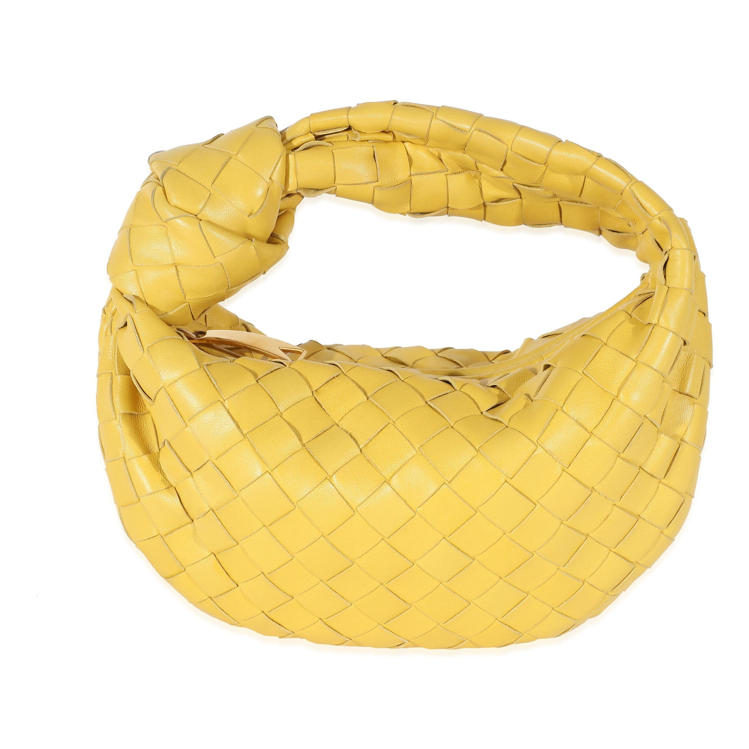 image of Bottega Veneta Buttercup Intrecciato Lambskin Mini Jodie in Yellow, Women's