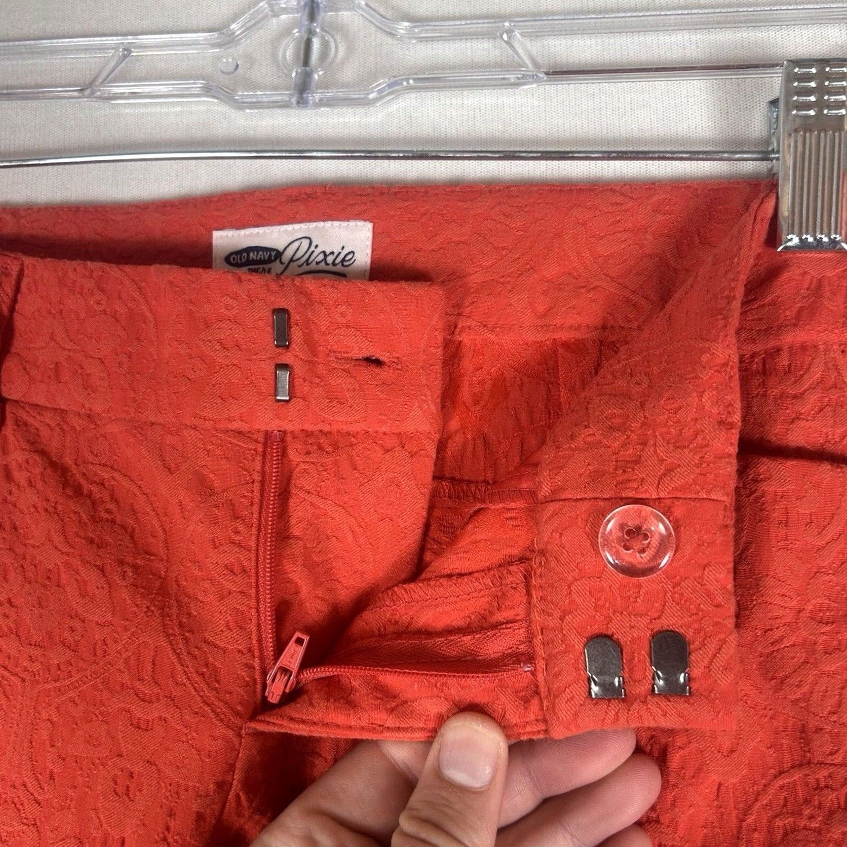 Old Navy Old Navy Pixie Work Pants Womens Size 0 Regular Orange Textured Workwear Office Crop Ankle Pants Womens Size 25" / US 0 / IT 36 - 2 Thumbnail
