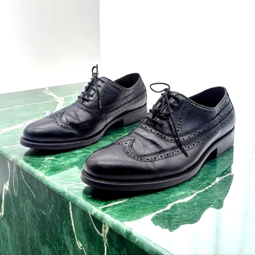 Johnston Murphy Johnston And Murphy Size 8.5 Black Sheepskin Leather Duvall O Shoes, Men's