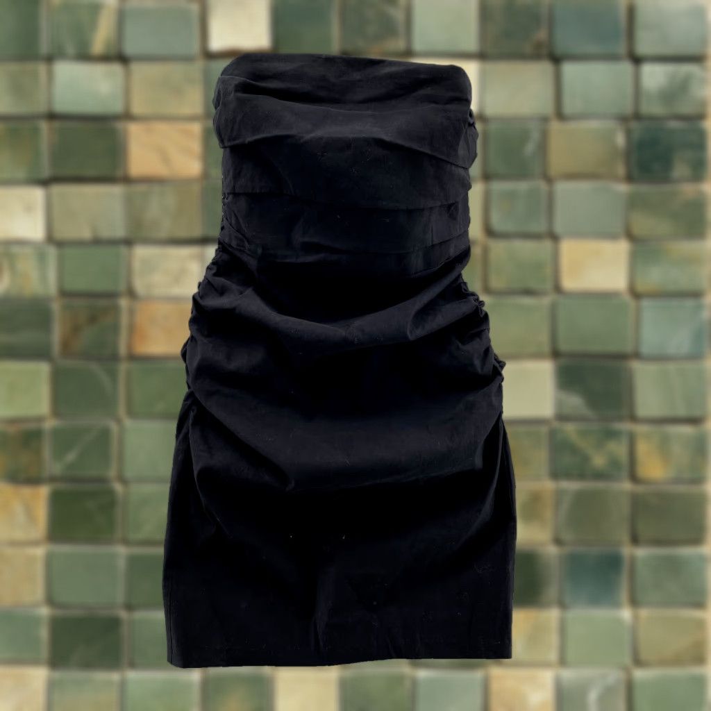 Anthropologie VINTAGE Anthropologie Dress Women's Large Black Mini Ruched Going Out Disco Goth Wedding Size L / US 10 / IT 46 - 1 Thumbnail