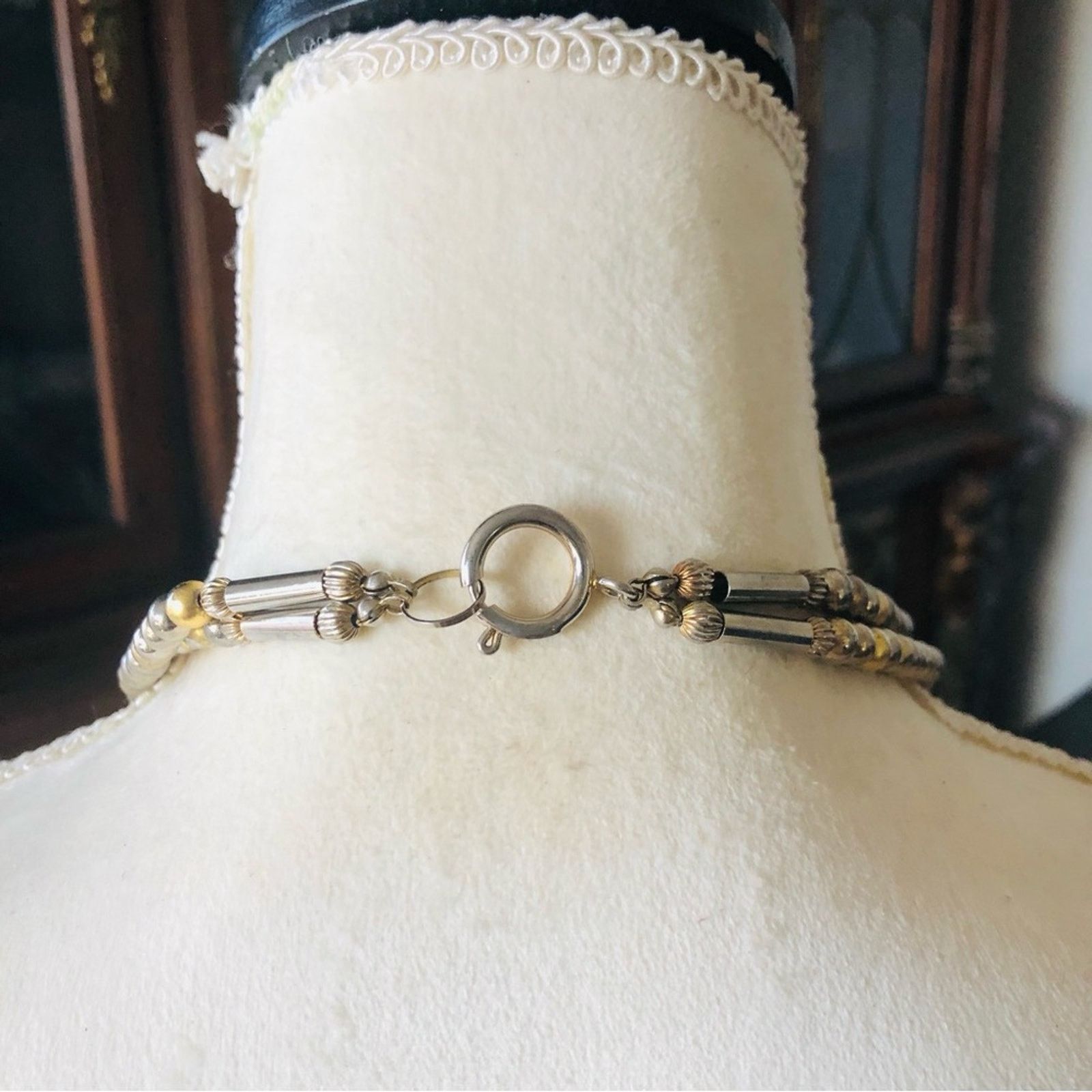 Vintage Vintage double strand tri tone metal cap necklace Size ONE SIZE - 6 Thumbnail