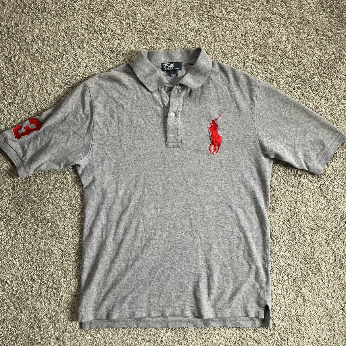 Polo Ralph Lauren 🔴Polo Ralph Lauren Shirt Size Large Gray Red Big Polo Size US L / EU 52-54 / 3 - 1 Thumbnail