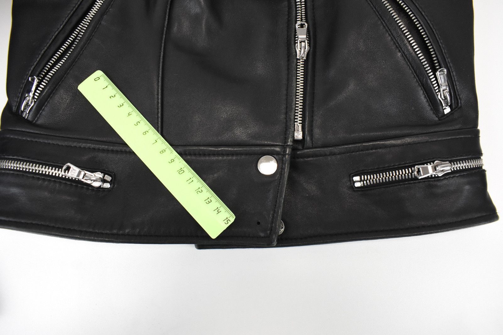 Sandro SANDRO Jacket Women XS Cropped Leather Asymmetrical Zip Size XS / US 0-2 / IT 36-38 - 8 Thumbnail