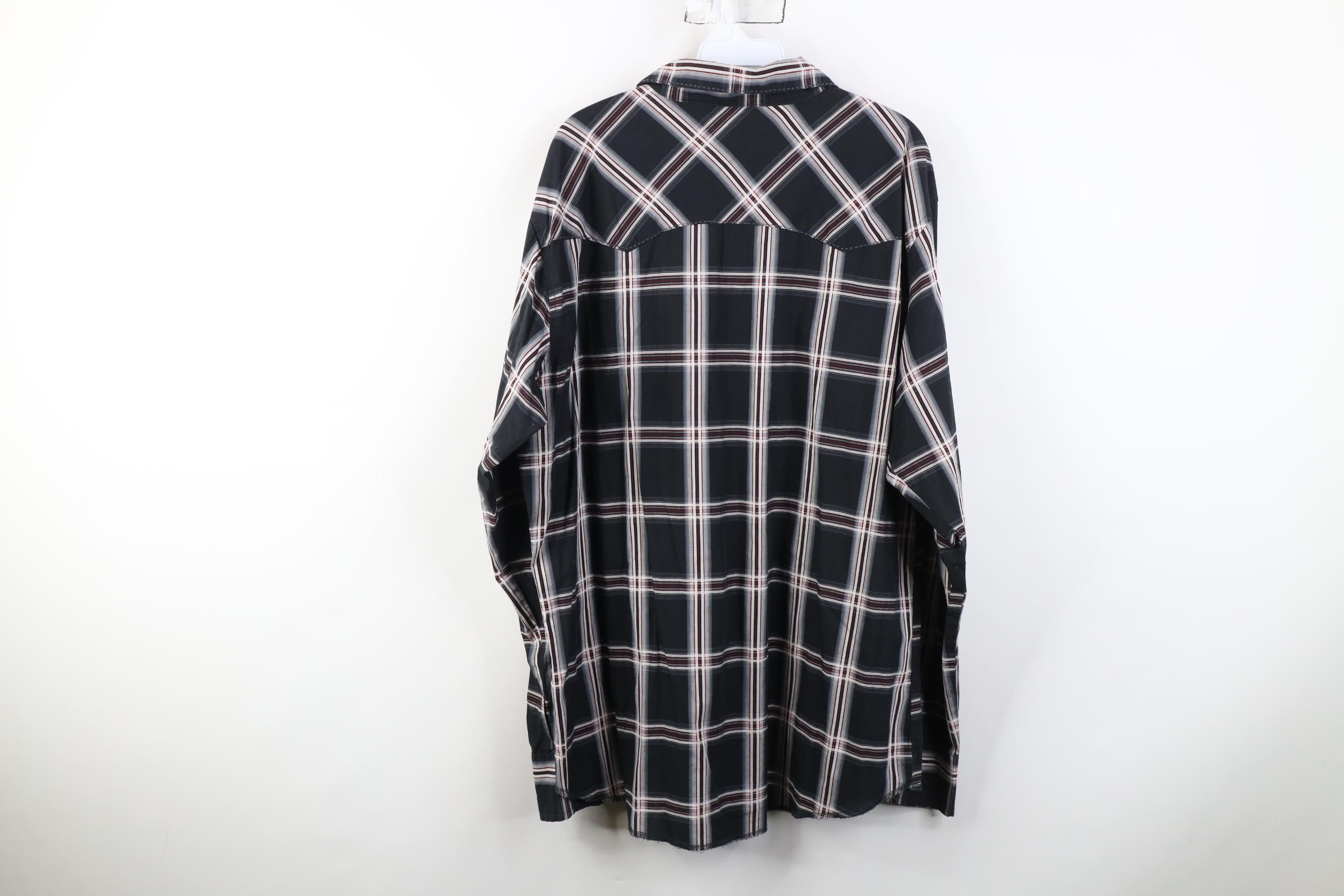 Wrangler Vintage Wrangler Cowboy Rodeo Snap Button Shirt Black Plaid Size US XL / EU 56 / 4 - 9 Thumbnail