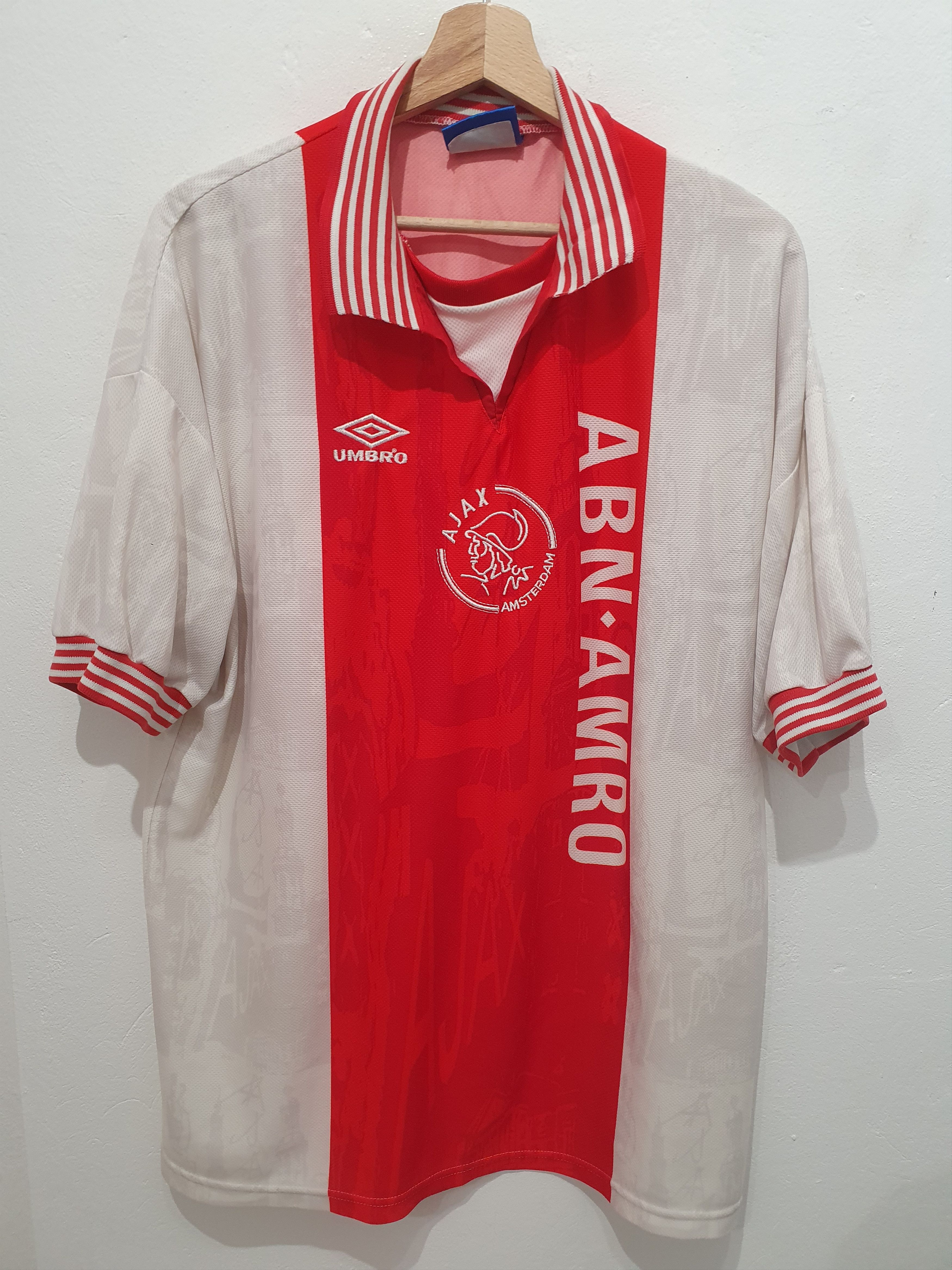 image of Ajax Amsterdam 1996 Umbro Size XL Jersey Shirt Soccer in Red/White, Men's