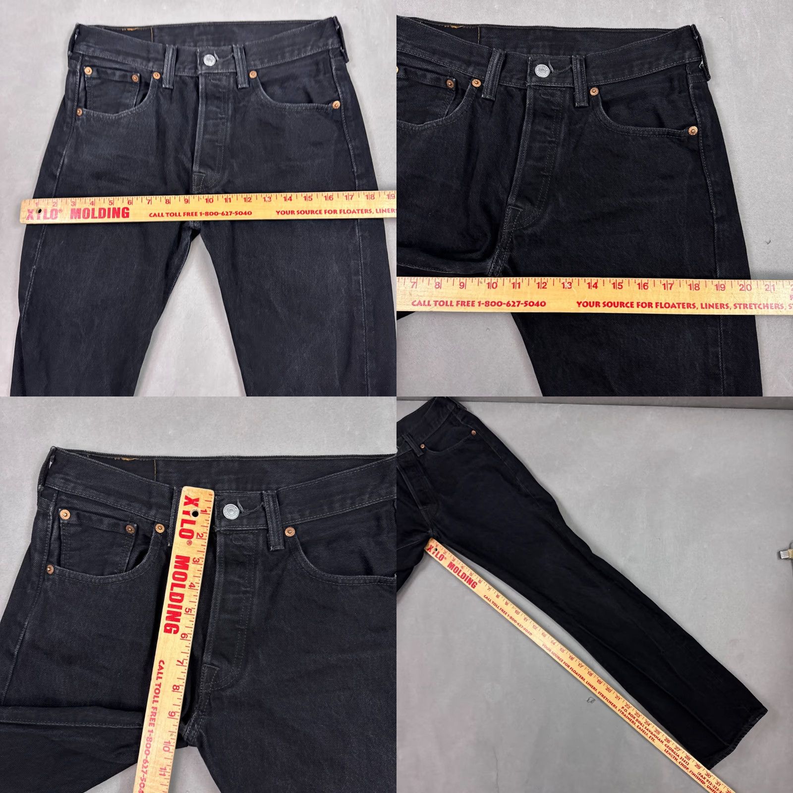 Levi's Levi's 501 Jeans Mens 29x30 Black Button Fly Denim Pants Dark Wash Straight 5-Pocket Mens Size US 29 - 9 Thumbnail
