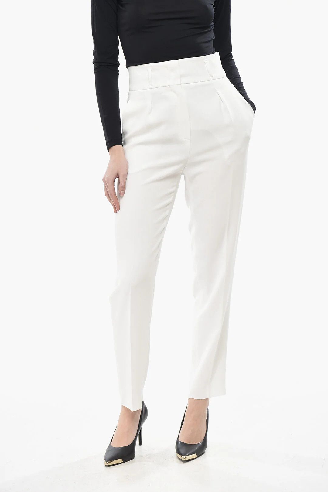 Max Mara og1mm0426 High-Waist 1-Pleat Pant in White Size 27" / US 4 / IT 40 - 1 Thumbnail