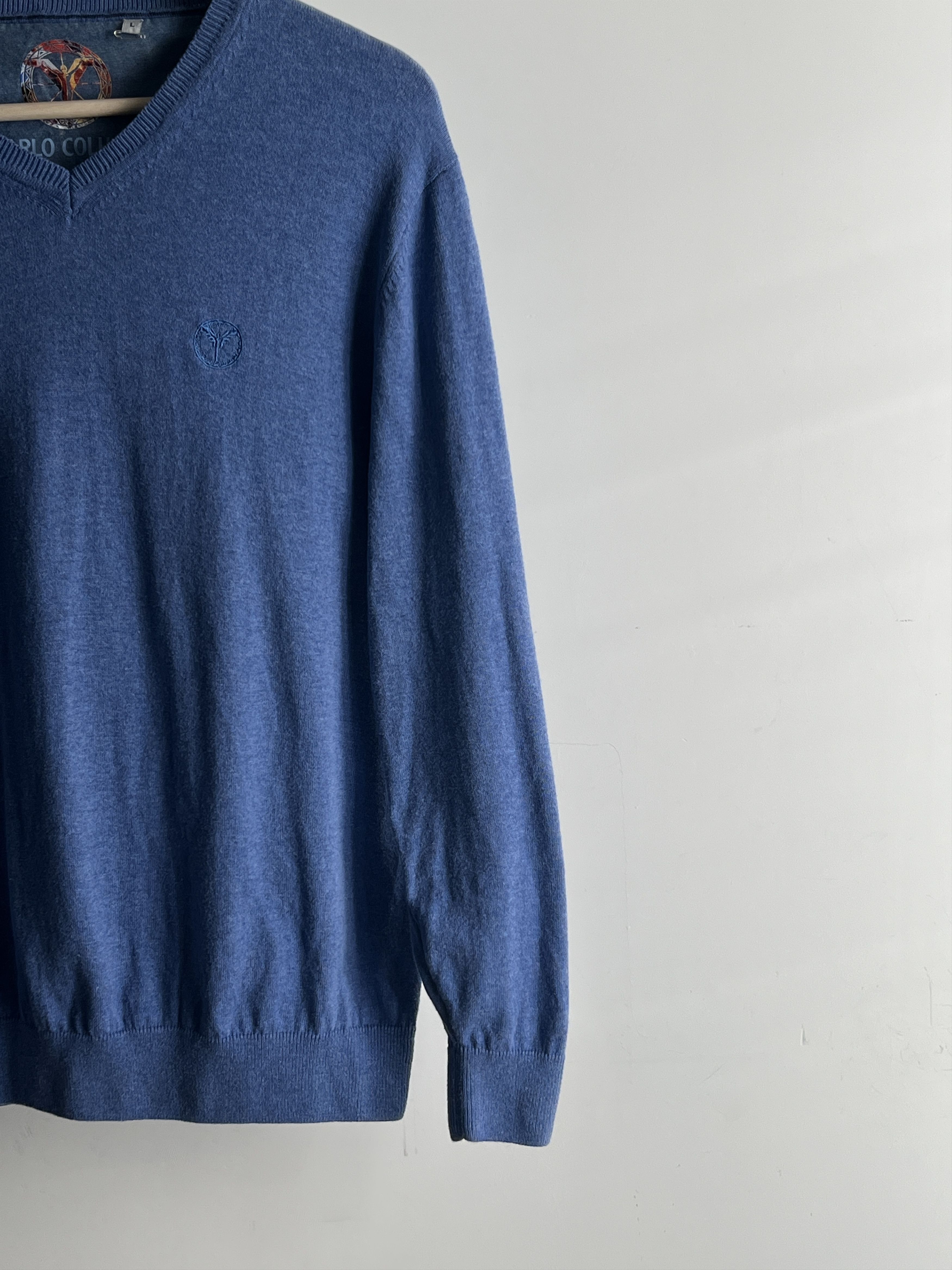 Carlo Colucci Carlo Colucci Knit Sweater V Neck Blue Size US M / EU 48-50 / 2 - 2 Thumbnail