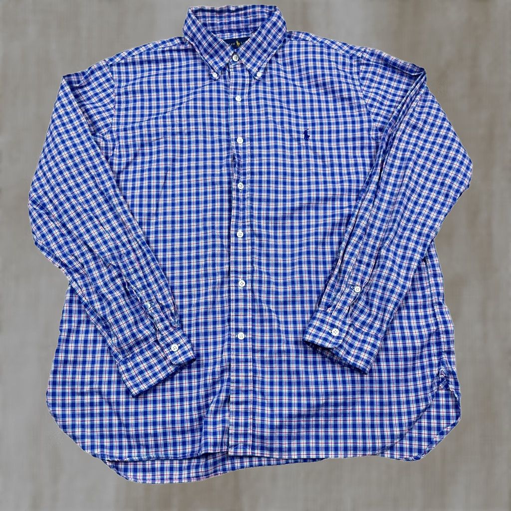 Ralph Lauren Ralph Lauren Oxford Shirt Men XL Blue Plaid Button Up Dress Lightweight OCBD Size 46R - 1 Thumbnail