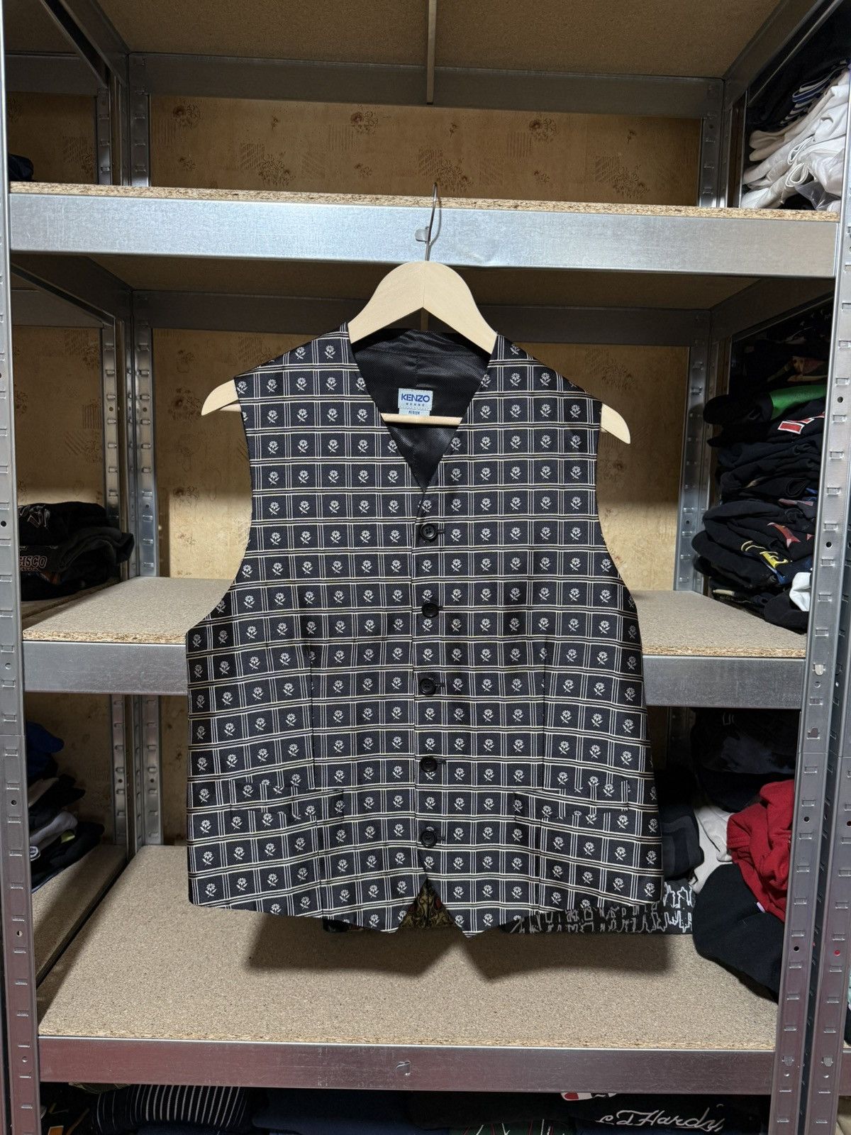 Japanese Brand × Kenzo Rare Kenzo Homme Monogram Flowers Japanese Style Hype Vest Size 48S - 1 Thumbnail