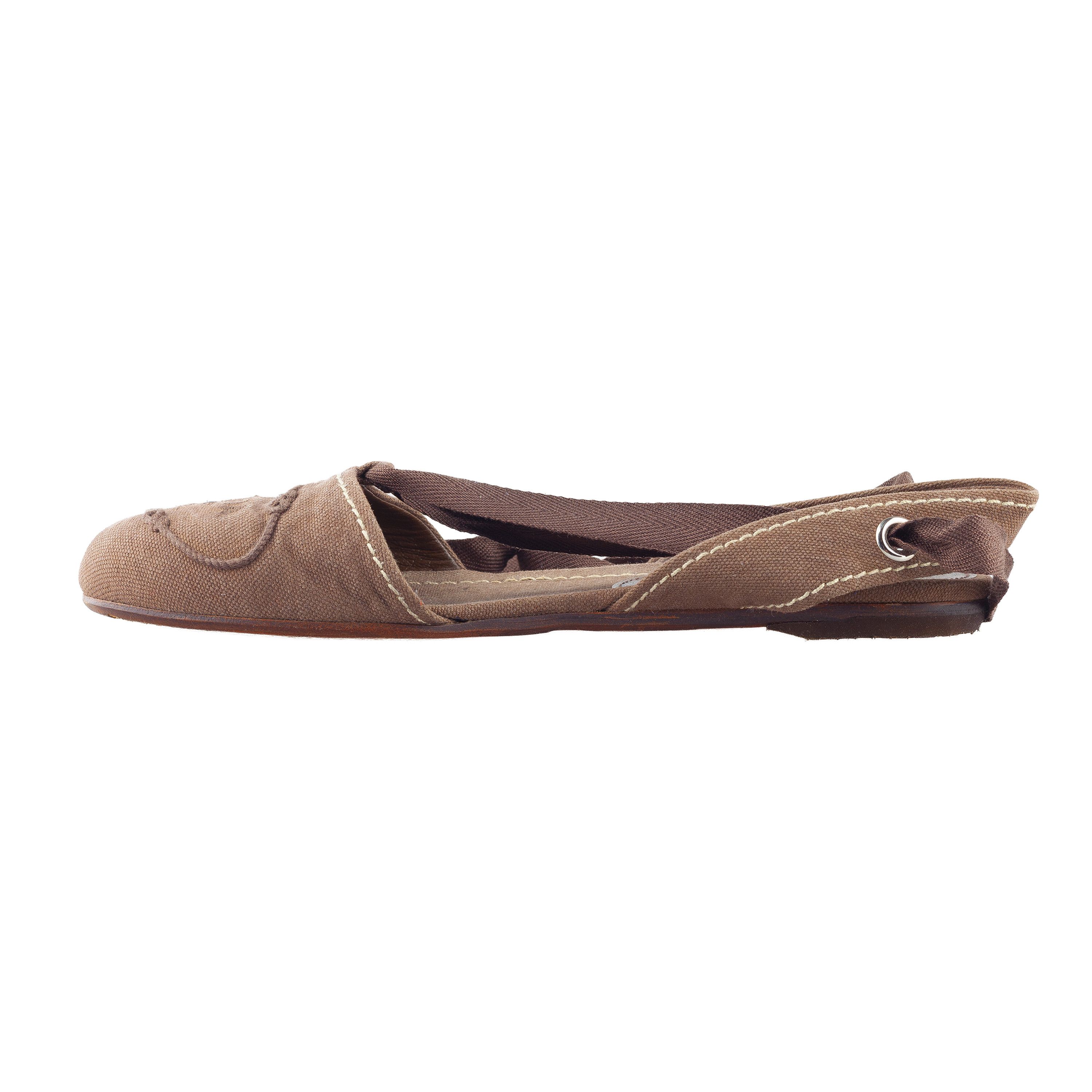 Prada Prada Brown Logo Lace-Up Flat Espadrilles Size US 6.5 / IT 36.5 - 7 Thumbnail