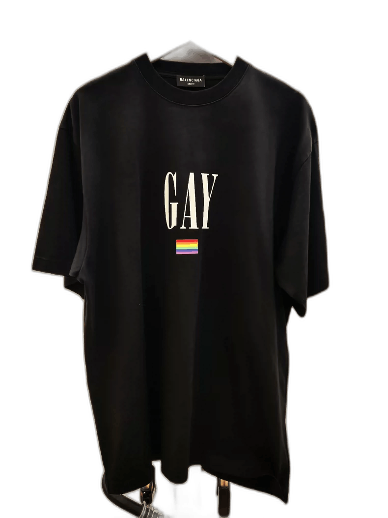 Balenciaga Black T-Shirt with Gay Print