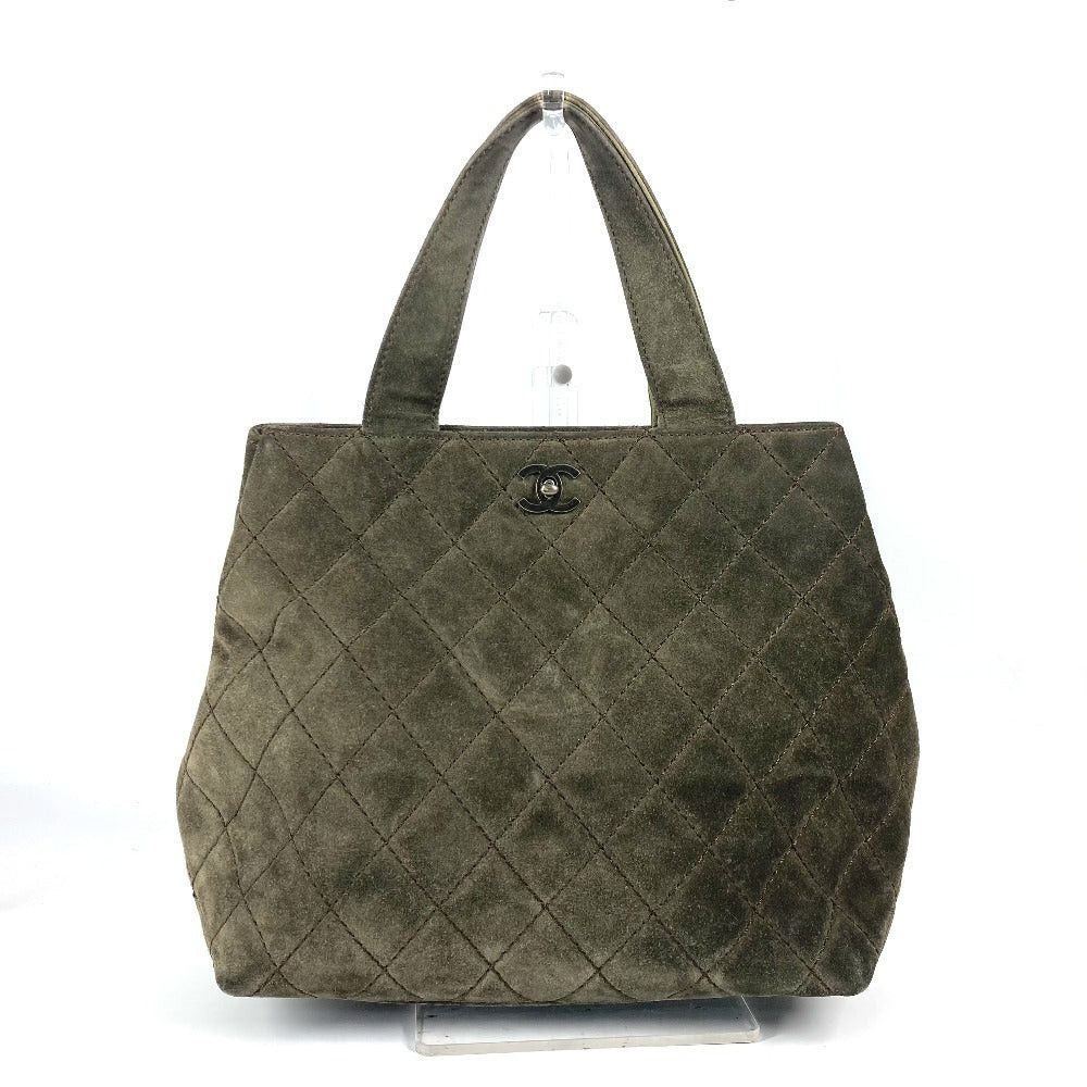 Chanel Cc Coma Mark Matelasse Shawl Briefcase Tote Bag Turn Lock Shoulder Leather/suede Women Green