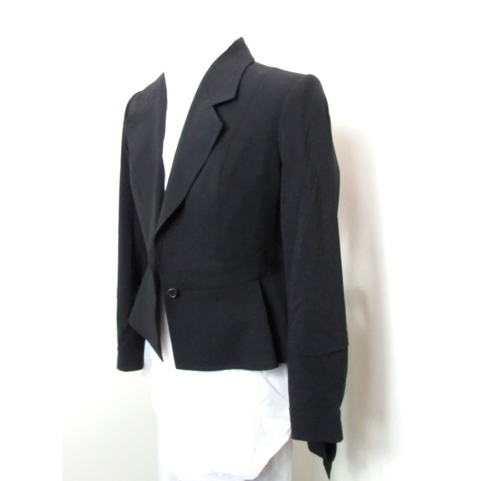 Yves Saint Laurent VINTAGE Saint Laurent Blazer Women Wool Double Breasted Black 42 Collared Padded Fully Lined Vintage YSL Rive Gauche by Tom Ford Size M / US 6-8 / IT 42-44 - 3 Thumbnail