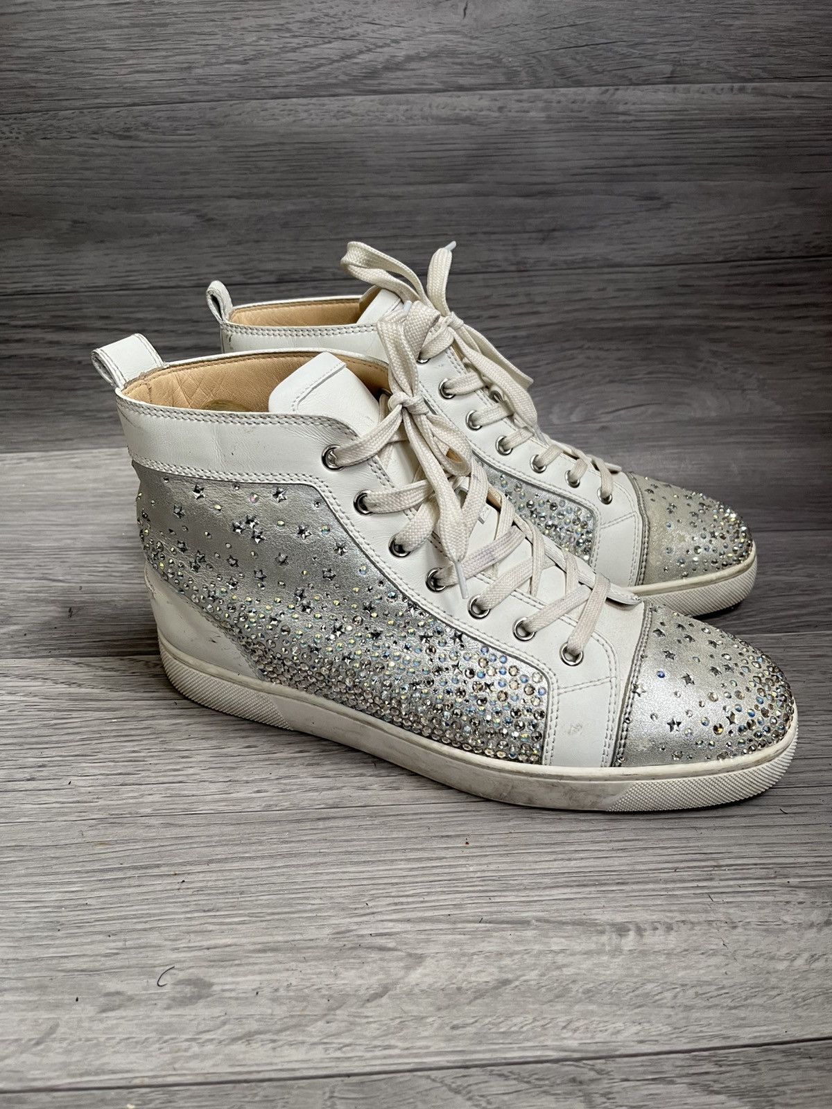 Christian Louboutin Christian loubotin leather crystal emblished hi-top sneaker Size US 7 / EU 40 - 7 Thumbnail