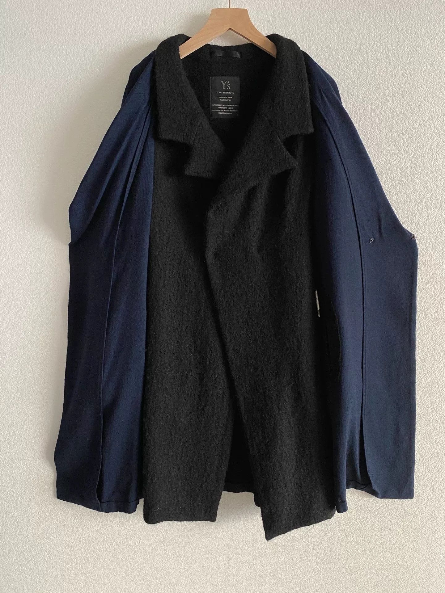 Yohji Yamamoto Y's Asymmetric Double-Layer Wool Coat | Grailed