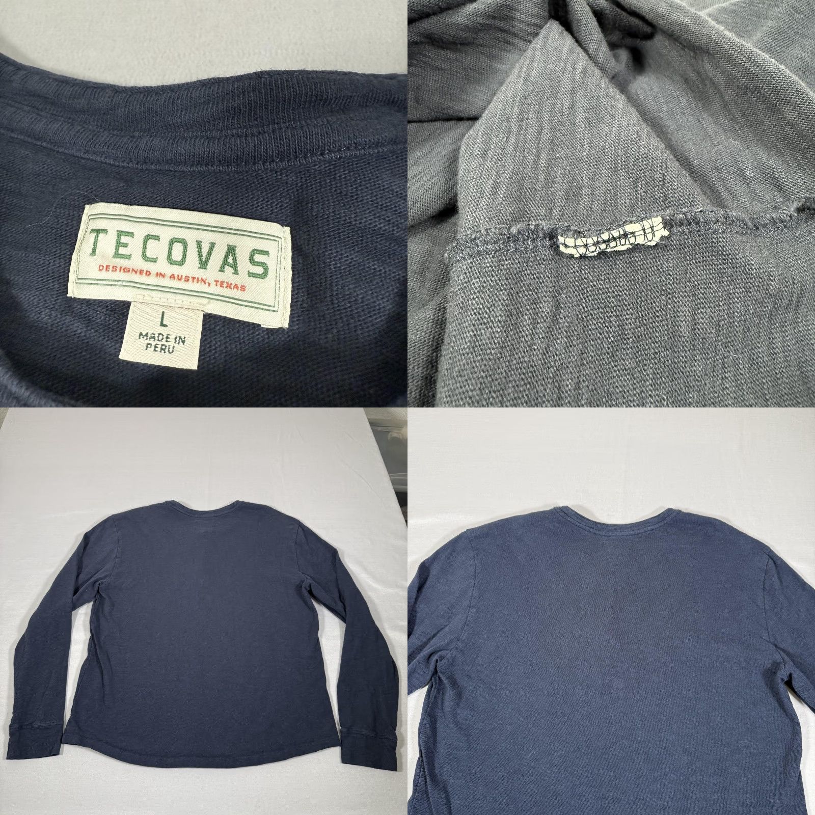Tecovas Tecovas Shirt Mens Large Blue Henley Long Sleeve Western Cowboy Work Cotton Tee Size US L / EU 52-54 / 3 - 8 Thumbnail