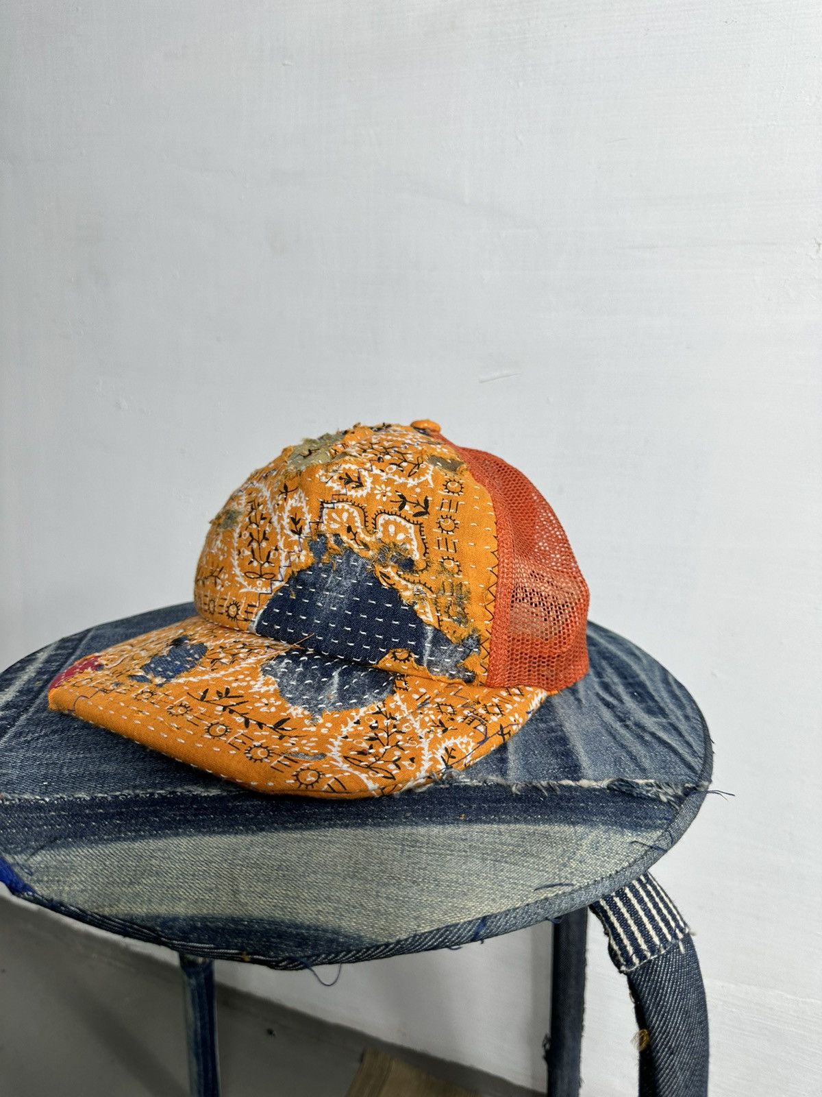 Handmade Custom Made Distressed Paisley Patchwork Boro Trucker hats Size ONE SIZE - 3 Thumbnail