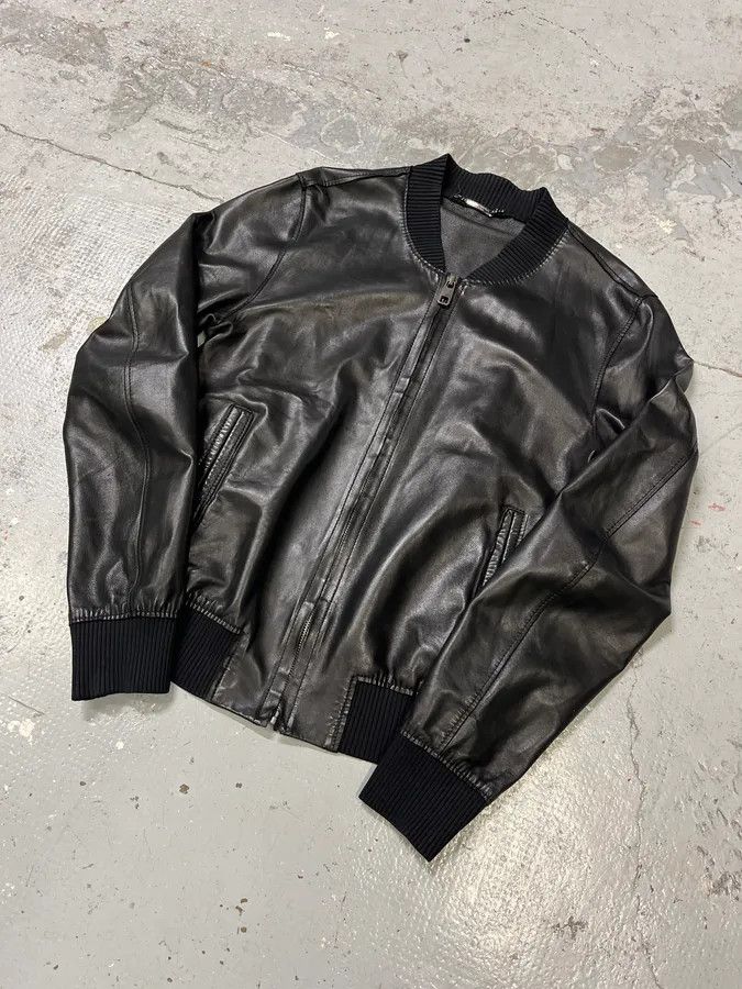 Dolce & Gabbana 2000s Dolce & Gabbana Pure Black Leather Bomber Jacket Size US M / EU 48-50 / 2 - 3 Thumbnail