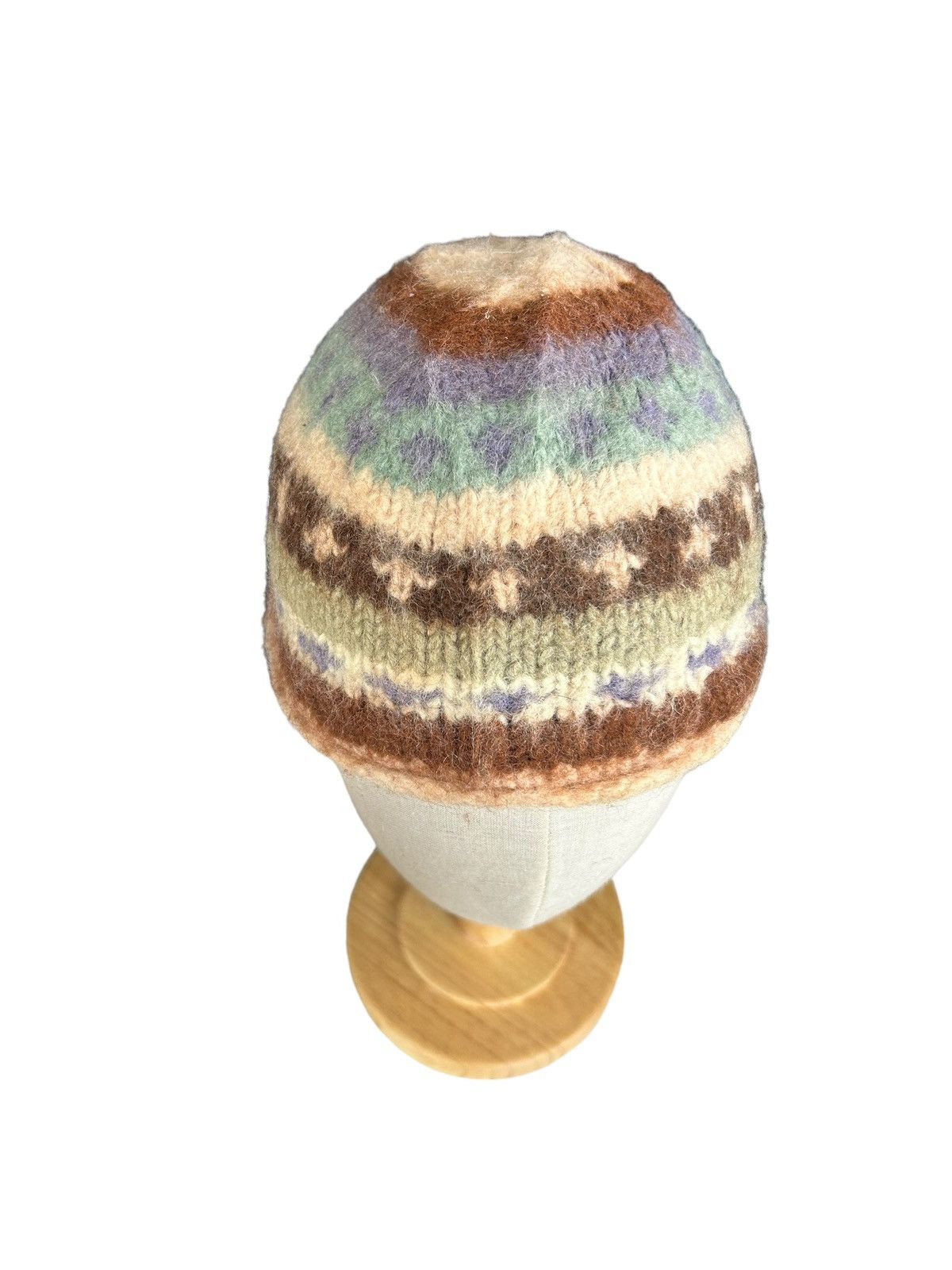 Japanese Brand Knitted Multicolour Fur Beanie Hats Size ONE SIZE - 4 Thumbnail
