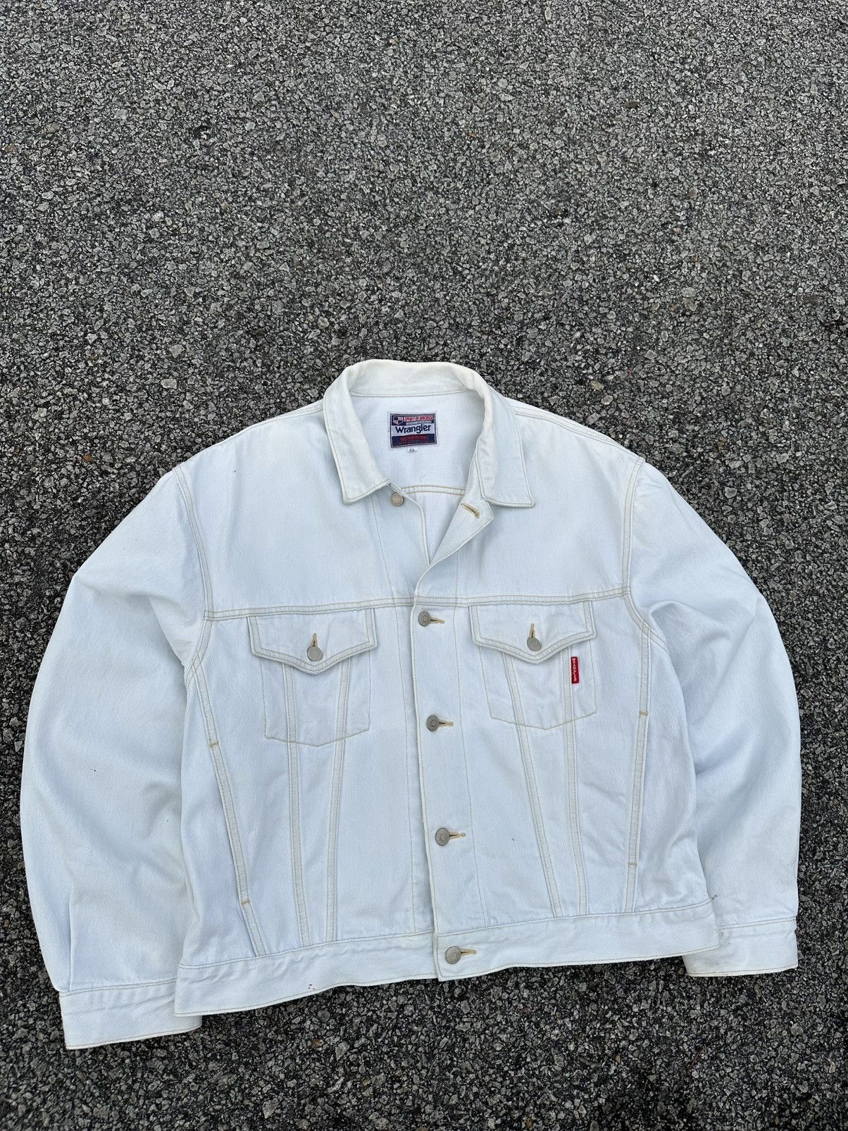 Wrangler 👹Vintage Wrangler White Trucker Jacket Size US L / EU 52-54 / 3 - 6 Thumbnail