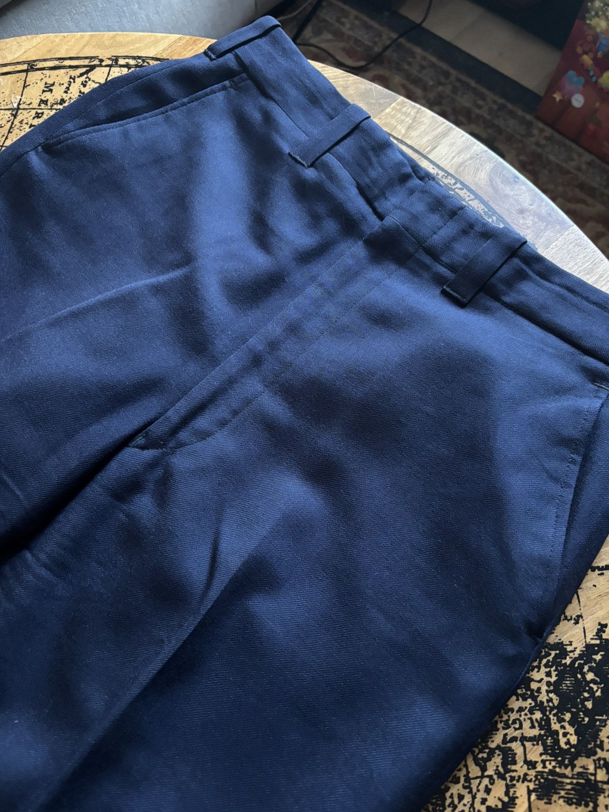 Vintage 1950s High Waisted Navy Trousers Lightning Zip Size US 32 / EU 48 - 2 Thumbnail