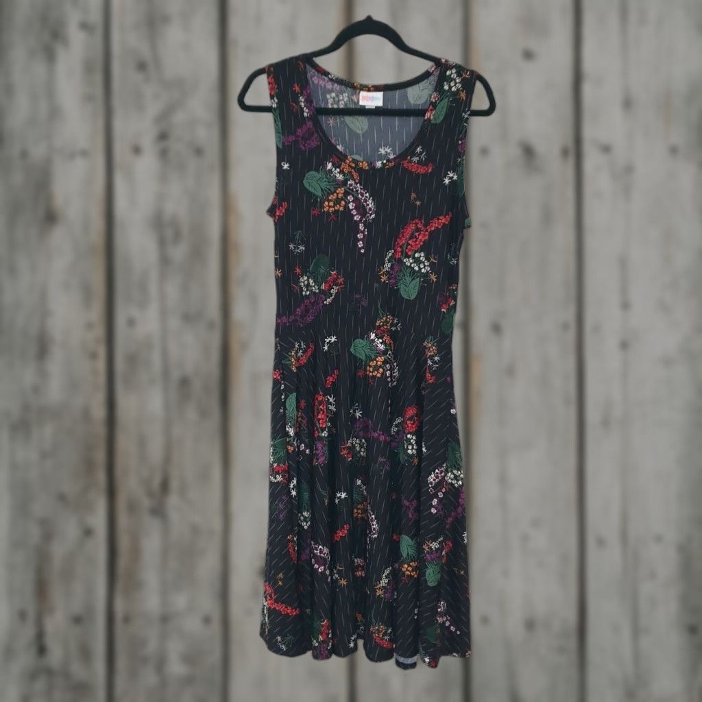 VINTAGE LuLaRoe Nicki Midi Dress Floral A-Line Women M Multicolor