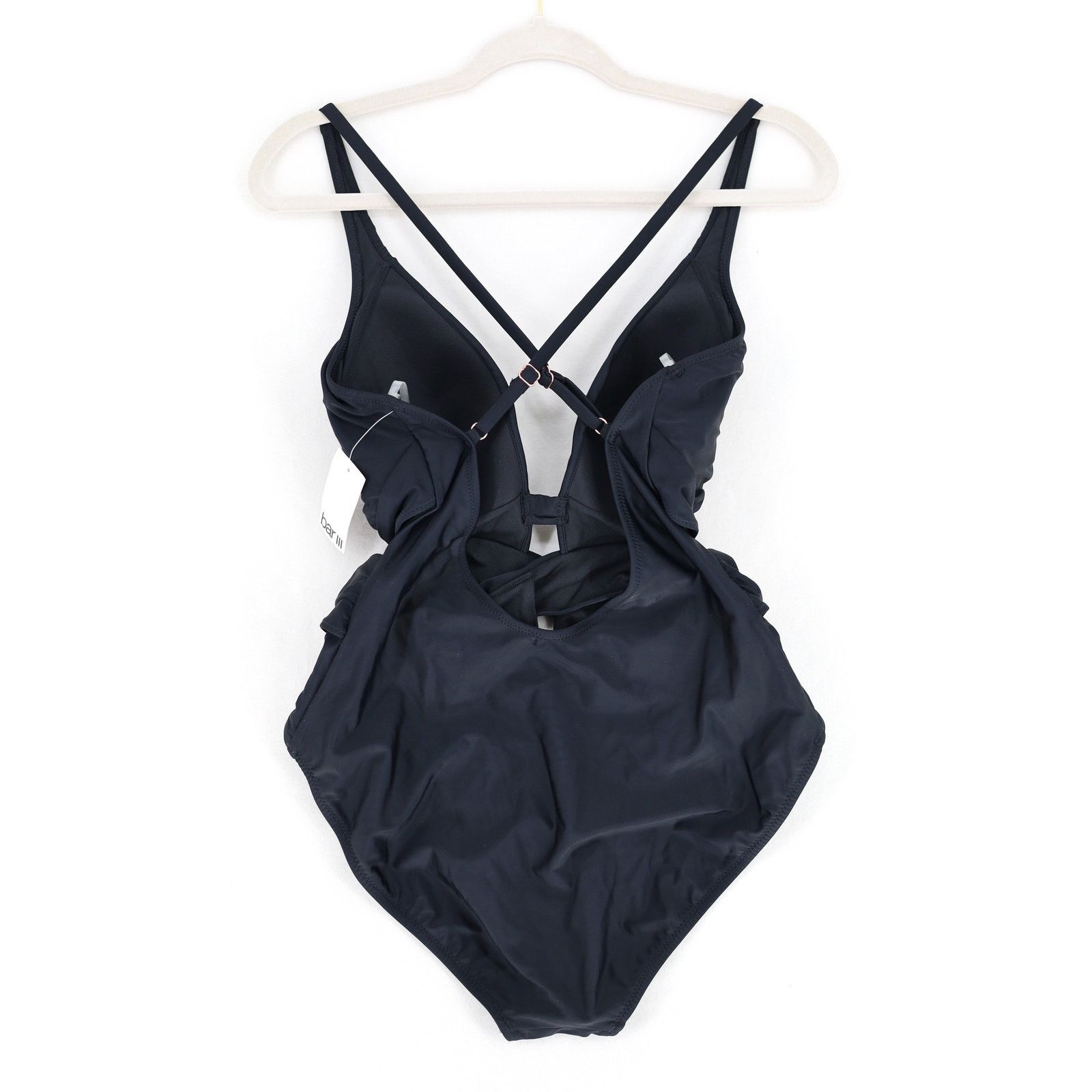 Bar III Bar III Women Solid Black Cut-Out One-Piece Swimsuit Size XL Size ONE SIZE - 5 Thumbnail