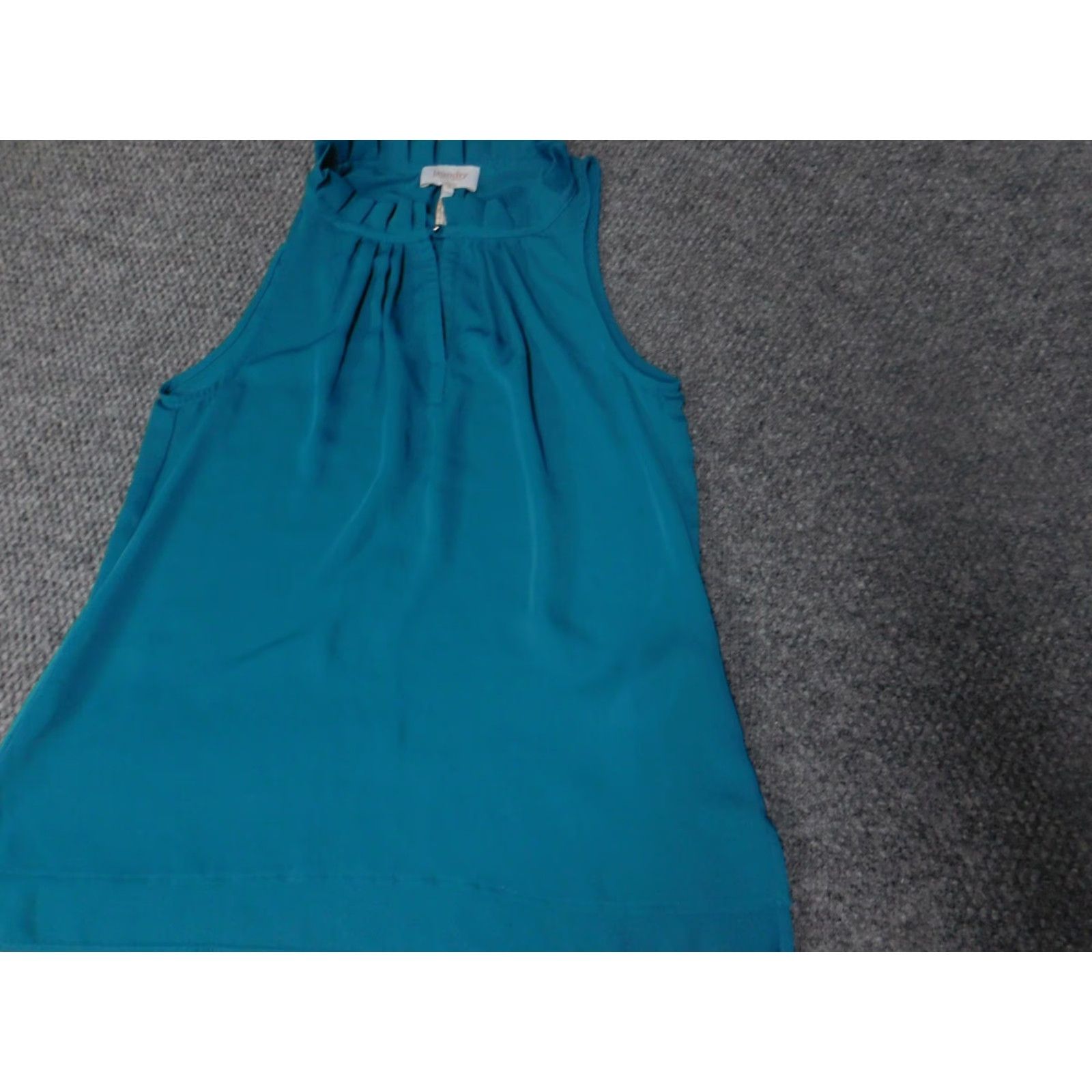 Laundry by Shelli Segal Laundry By Shelli Segal Womens Blouse M Blue Crew Neck Pullover Silk Polyester Sleeveless Short Ruffle Casual 90s? Size M / US 6-8 / IT 42-44 - 3 Thumbnail