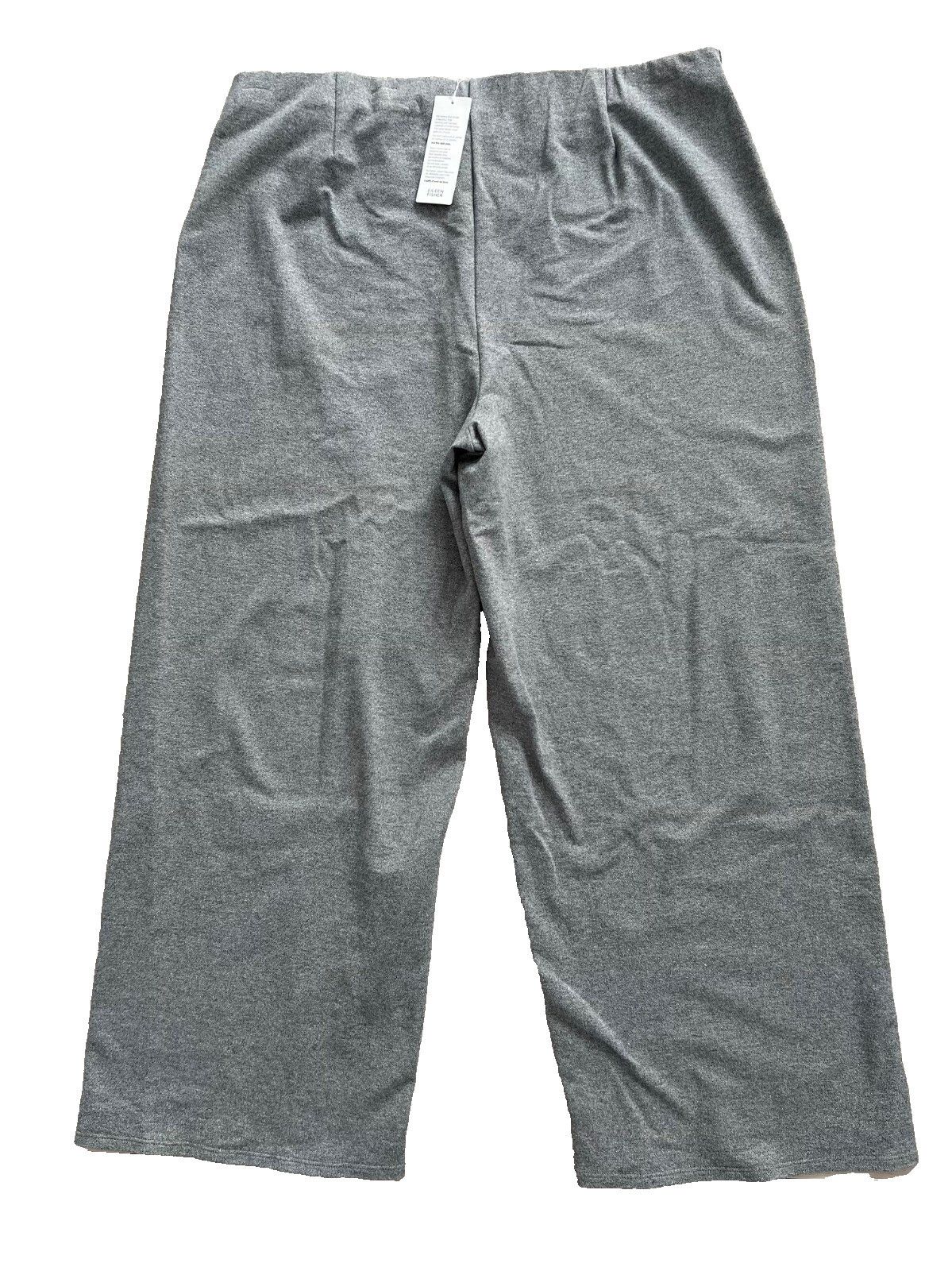 Eileen Fisher Eileen Fisher Organic Cotton Melange Crepe Wide Pant Grey 1X Size 42" / US 20 - 2 Thumbnail