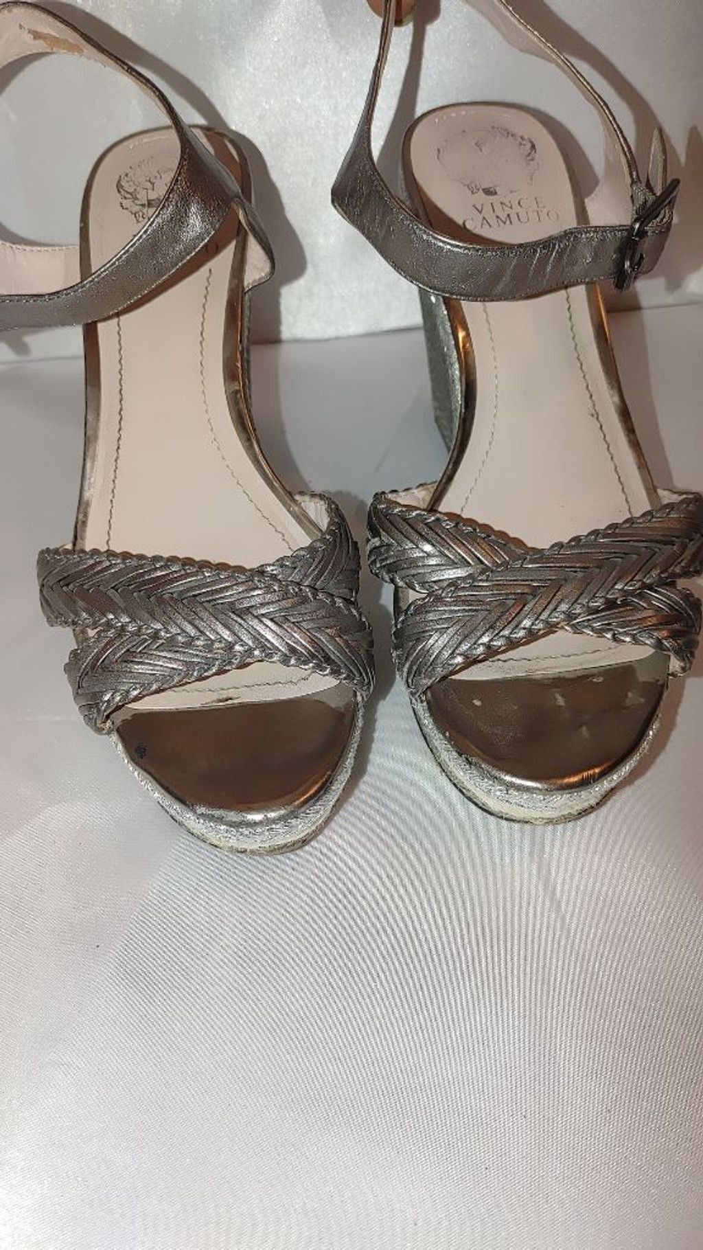 Vince Camuto Vince Camuto Tadeta Metallic Pewter Wedge Sandal Size 9M Size US 9 / IT 39 - 8 Thumbnail