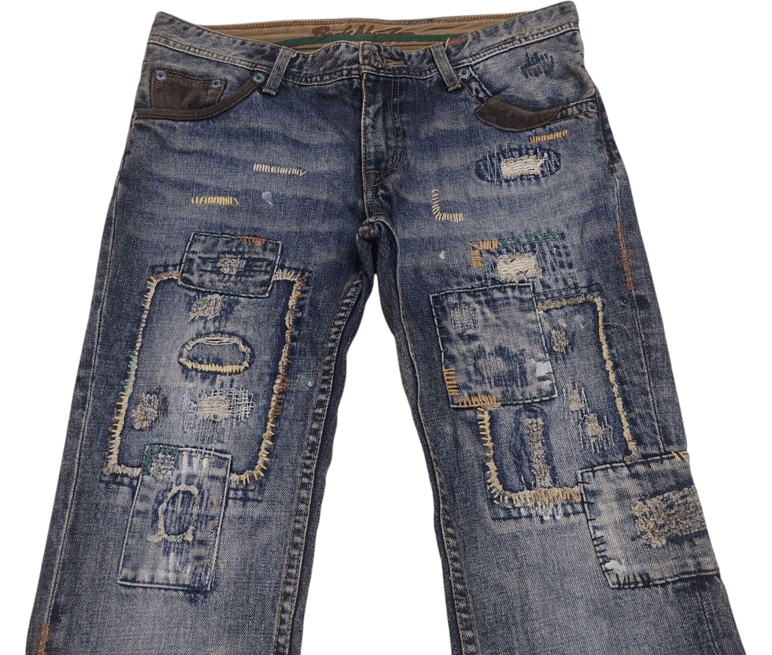 Undercover Rare!!! Back Number Patchwork Boro Flared Jeans Distressed Size US 32 / EU 48 - 3 Thumbnail