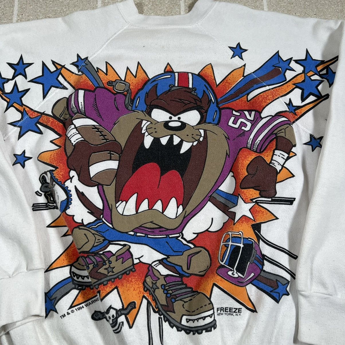 Vintage Vintage 1994 Freeze Taz Looney Tunes Sweatshirt Aop Football Size US M / EU 48-50 / 2 - 2 Thumbnail