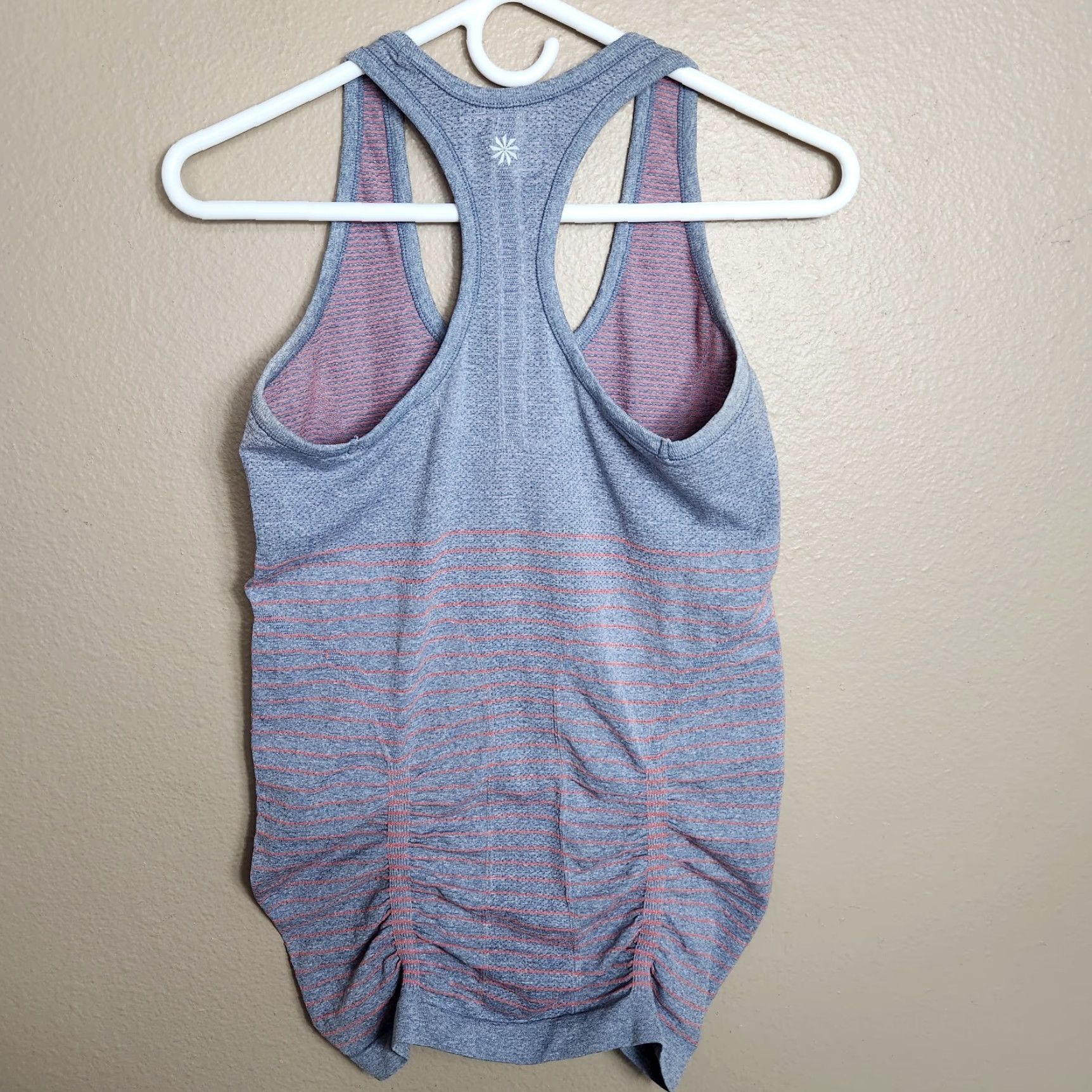 Athleta Athleta Tank Top Slim SS Racerback Grey Stripes Orange Stripes Women S Pullover Breathable Lightweight Stretch Gym & Training Running Yoga Size S / US 4 / IT 40 - 4 Thumbnail