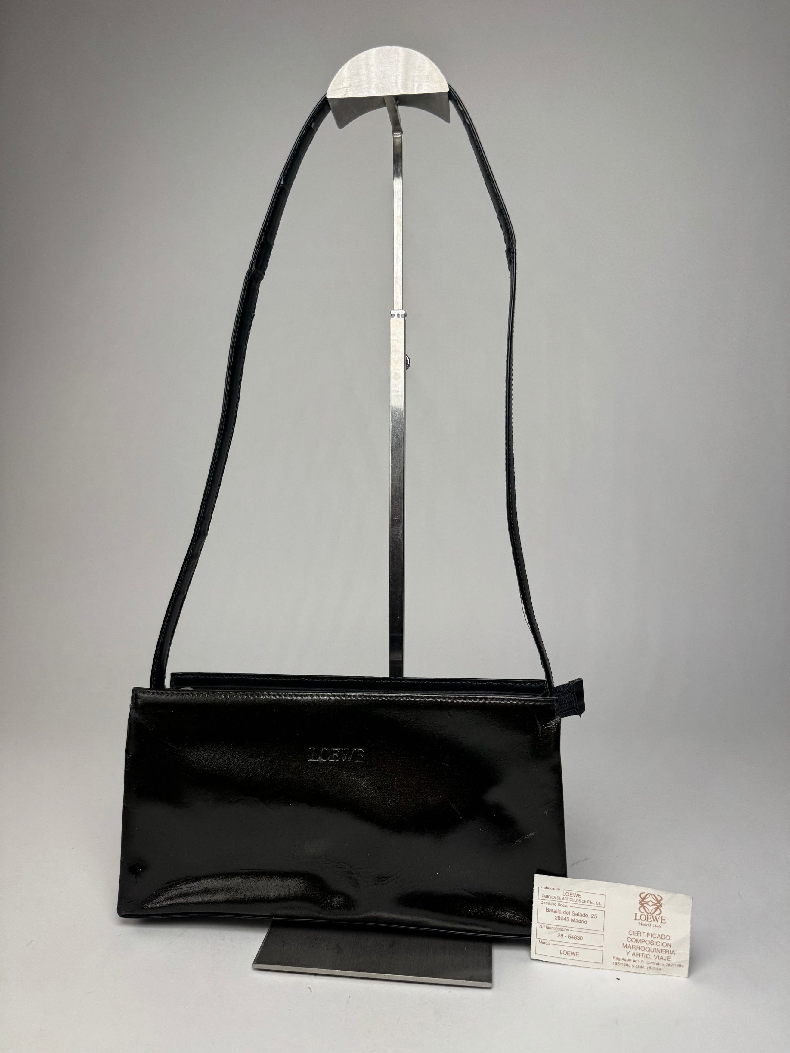 Loewe Vintage Madrid Patent Leather Shoulder Bag Black Dark-Green Size ONE SIZE - 1 Thumbnail