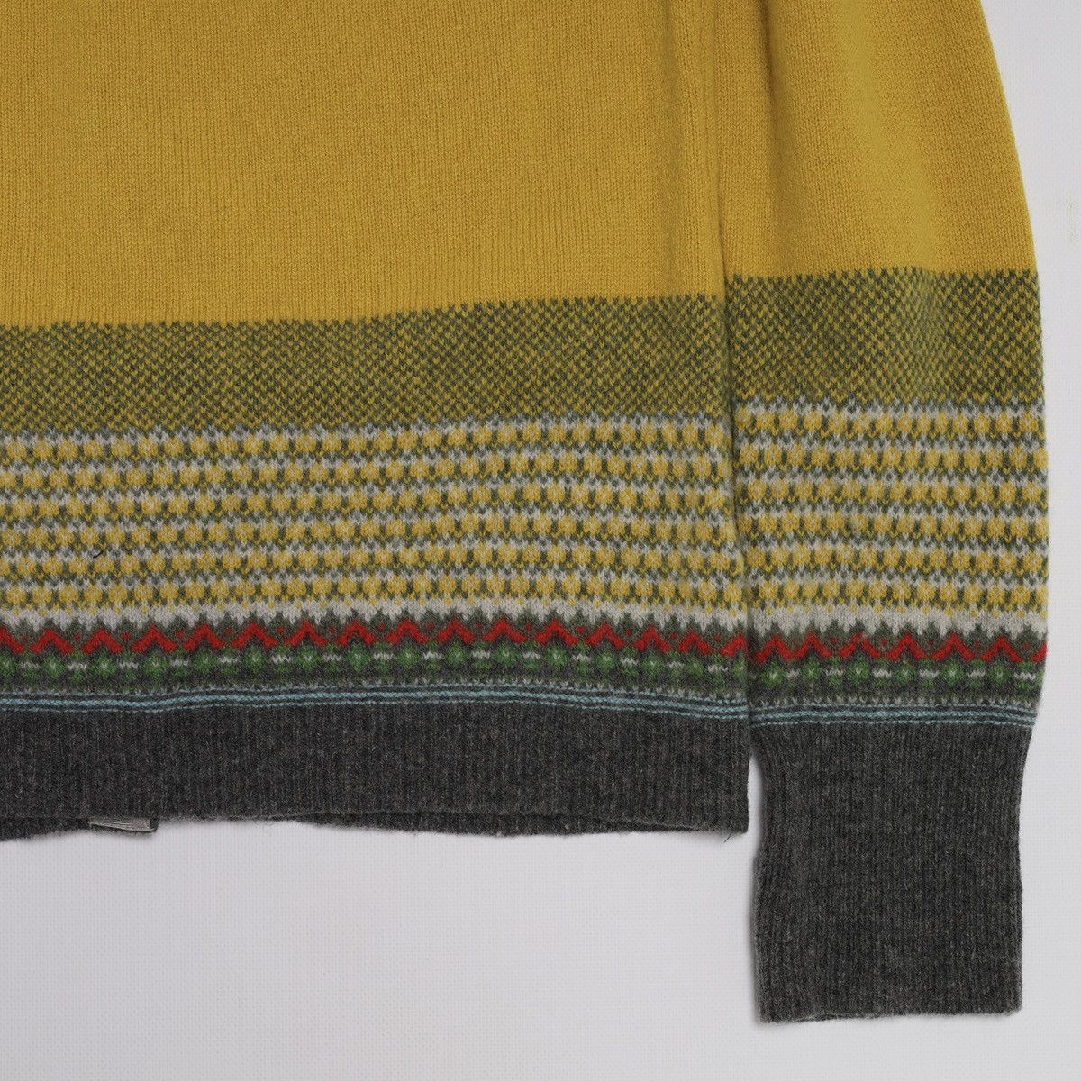 Other Eribe Scotland Fair Isle Pattern Cardigan Sweater Wool Yello Size L / US 10 / IT 46 - 10 Thumbnail