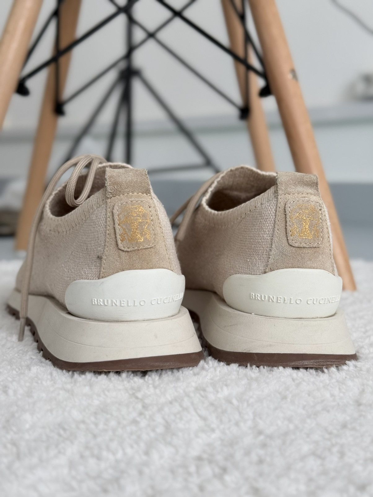 Brunello Cucinelli Brunello Cucinelli Men's Melange Knit Runner Beige Sneakers Size US 9 / EU 42 - 4 Thumbnail