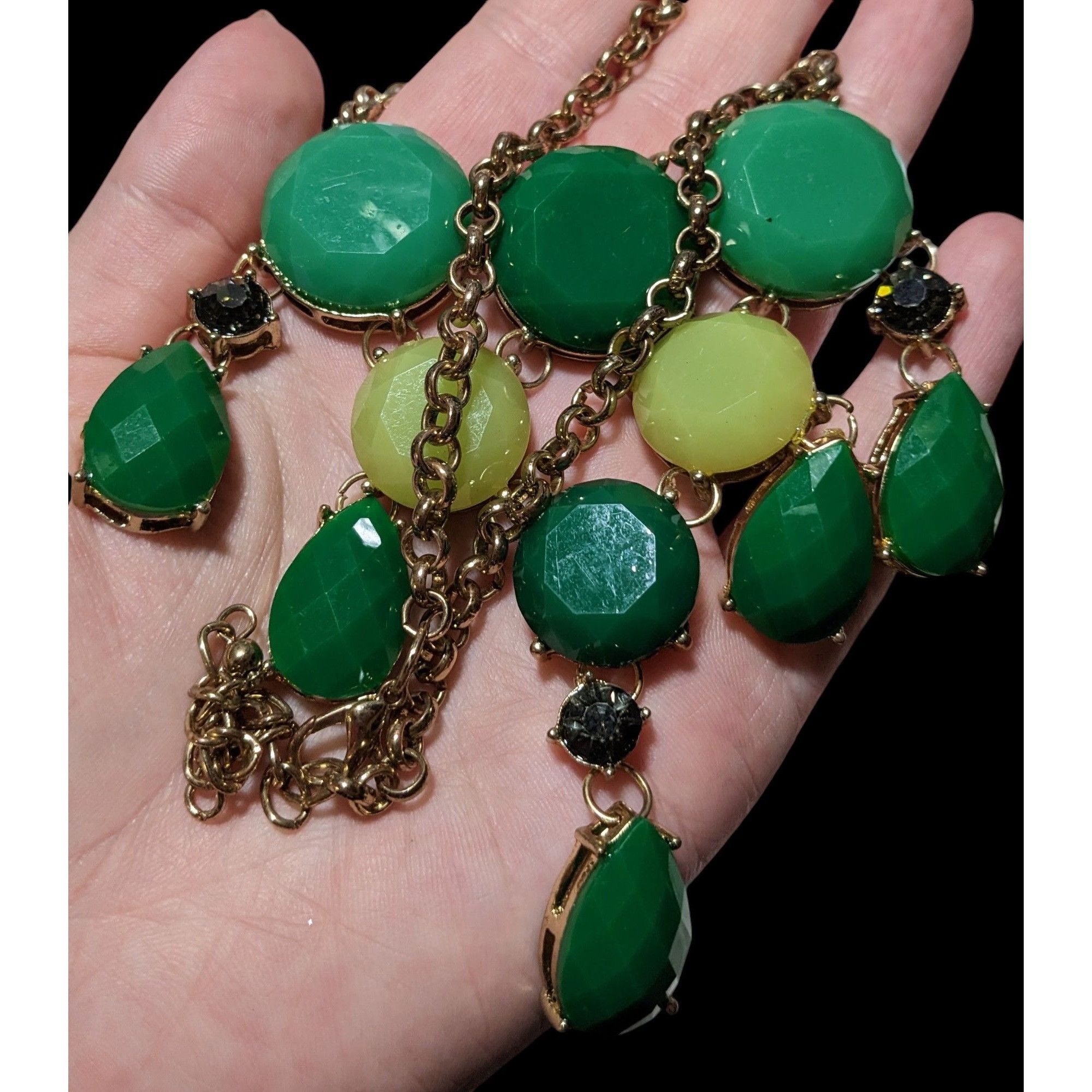 Other Y2K Glam Green Gemmed Fringe Statement Necklace Size ONE SIZE - 4 Thumbnail
