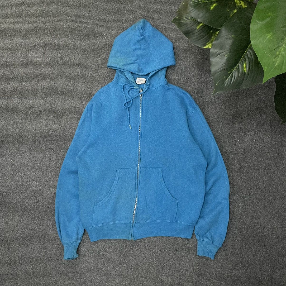Russell Athletic × Vintage Vintage Blue Blank Zip Up Hoodie Russell Athletic Style Size US M / EU 48-50 / 2 - 1 Thumbnail