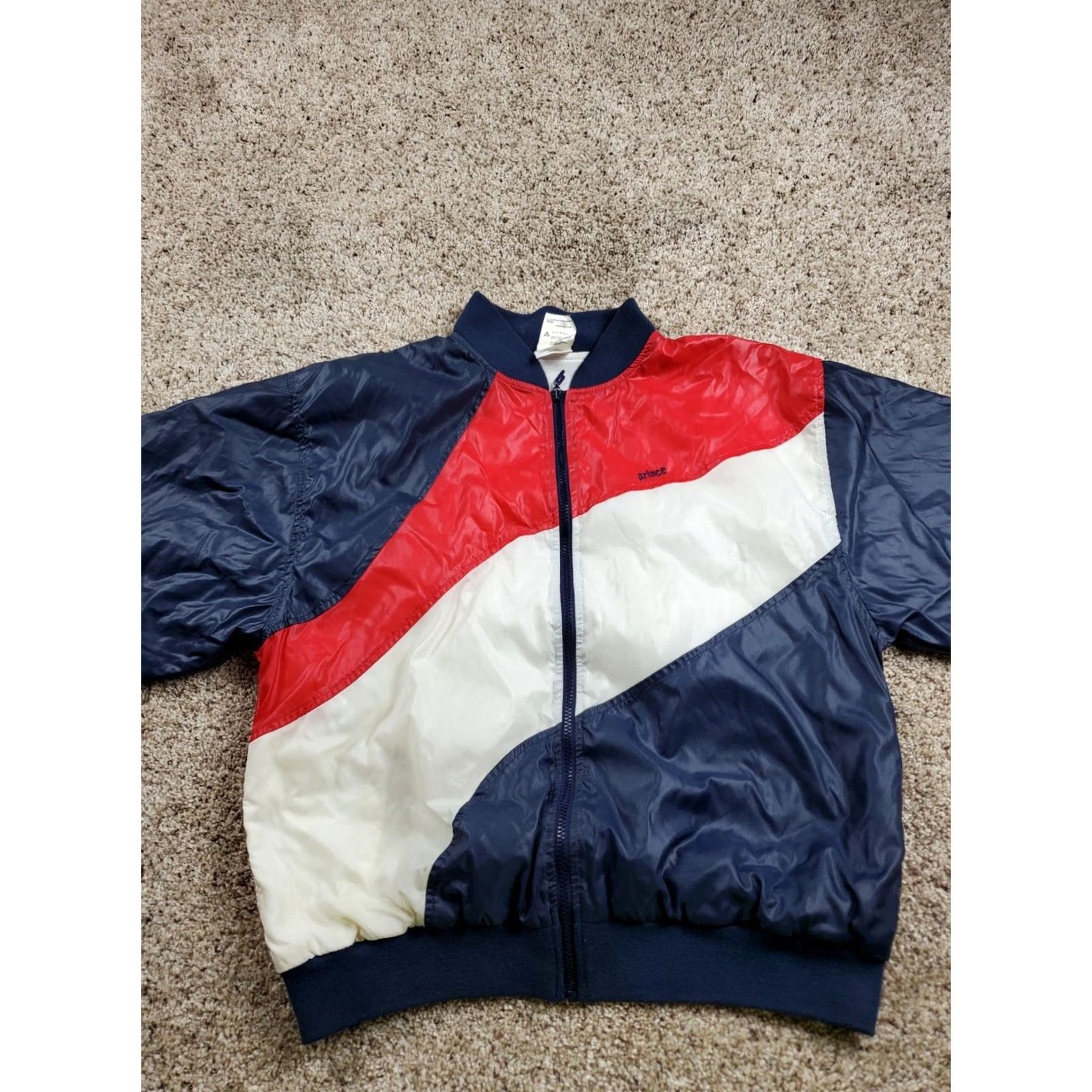 Prince VINTAGE Prince Tennis Windbreaker Jacket L Mens Blue Full Zip Nylon 90s Sports Geometric Logo Embroidered Short Coat Spring Fall Winter Size US L / EU 52-54 / 3 - 3 Thumbnail