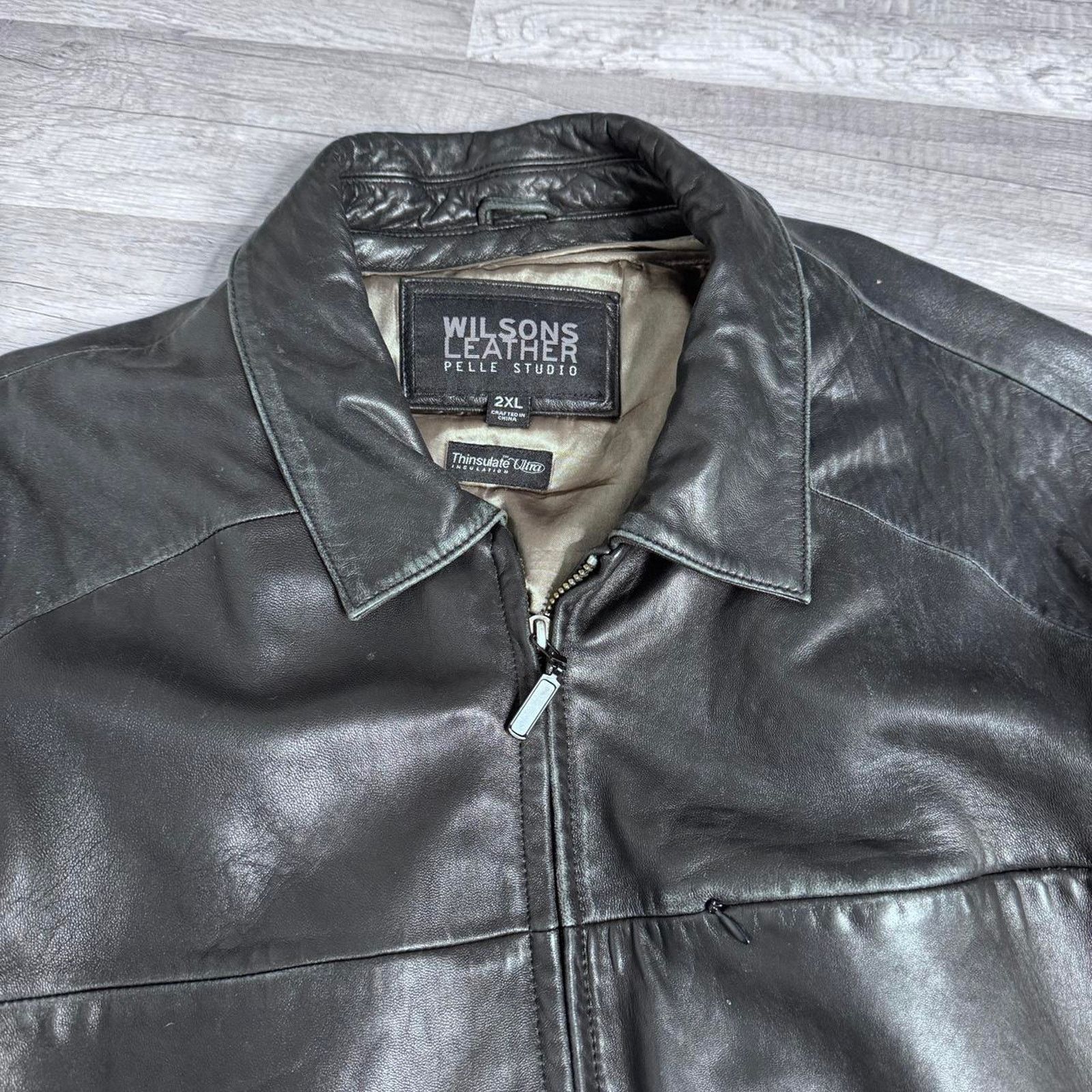 Vintage × Wilsons Leather Wilson’s Leather Men’s Vintage Leather Jacket Distressed Size US XXL / EU 58 / 5 - 7 Thumbnail