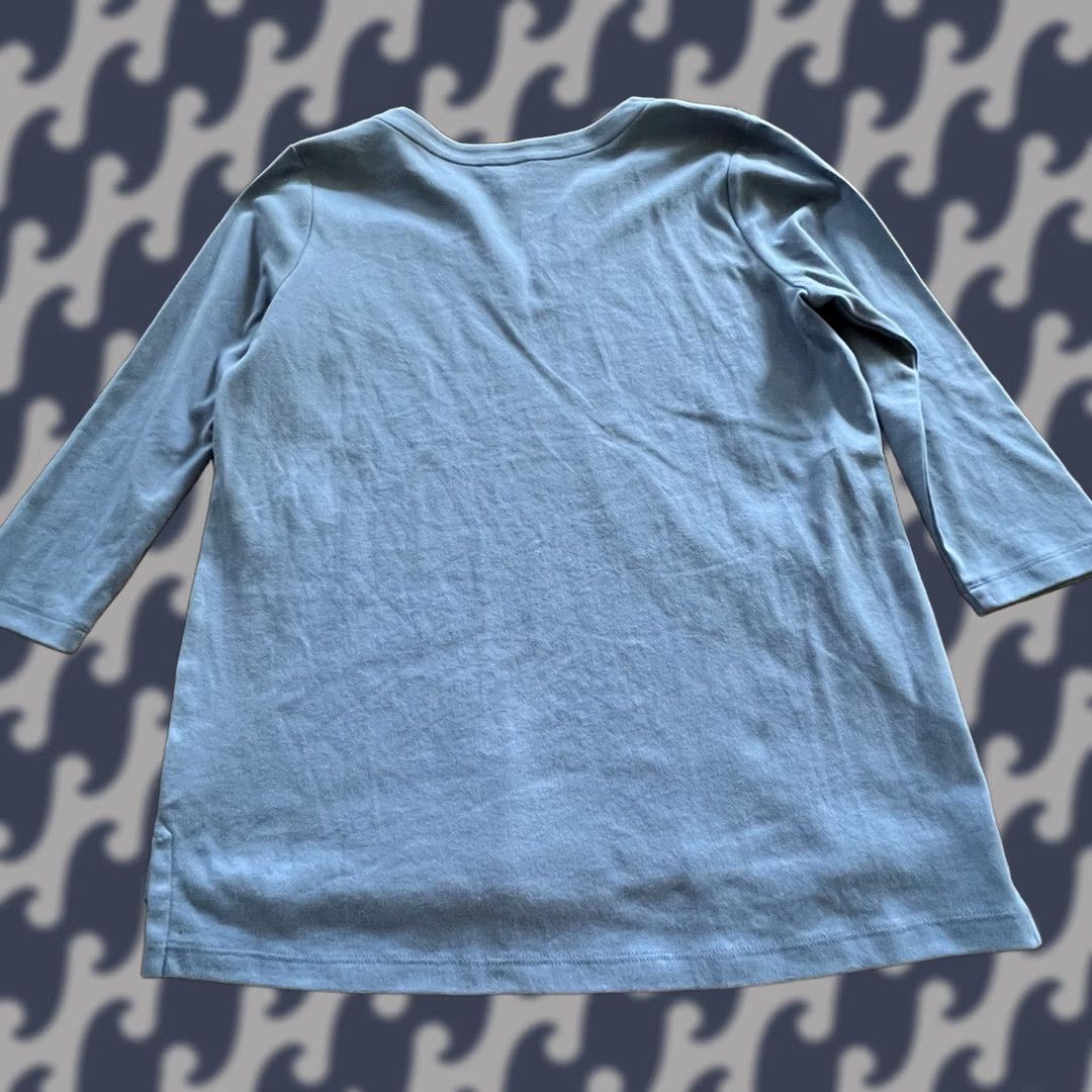 Orvis Orvis Shirt Womens Small V-Neck 3/4 Sleeve Blue Cotton Casual Size S / US 4 / IT 40 - 1 Thumbnail