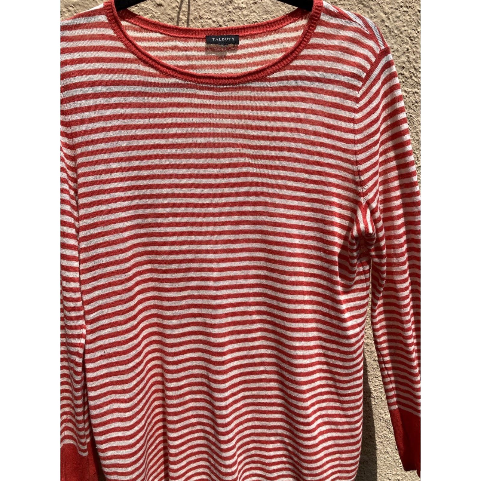 Talbots VINTAGE Women's Talbots Sweater Orange Striped NO TAGS Crew Vibrant Fall Linen Light Size XL / US 12-14 / IT 48-50 - 7 Thumbnail