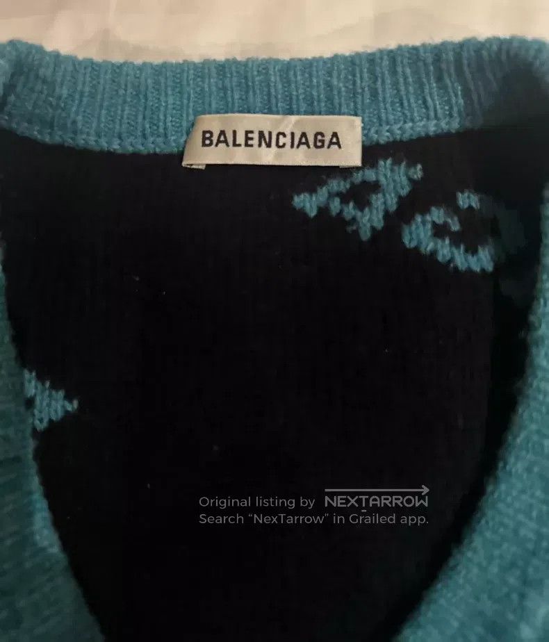 Balenciaga Balenciaga size 38 Sky blue or teal full print sweater Size M / US 6-8 / IT 42-44 - 4 Thumbnail