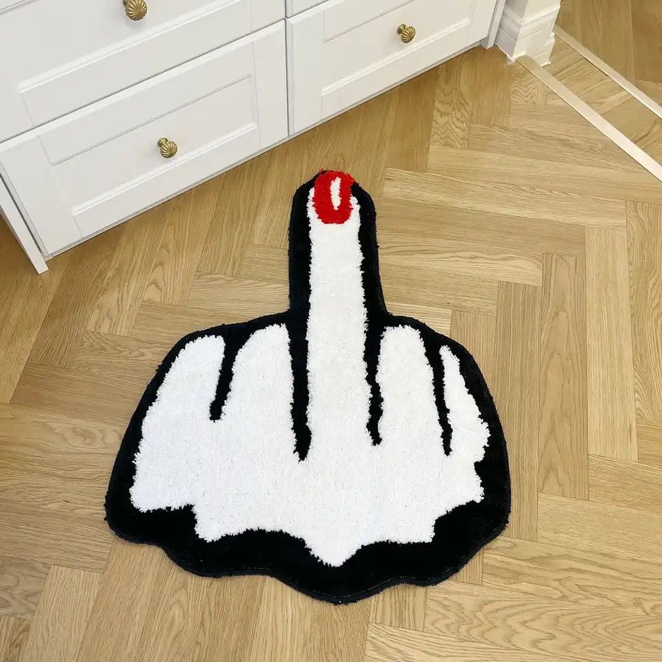 Japanese Brand Red Middle Finger Shaped Bedside Rug Size ONE SIZE - 1 Thumbnail