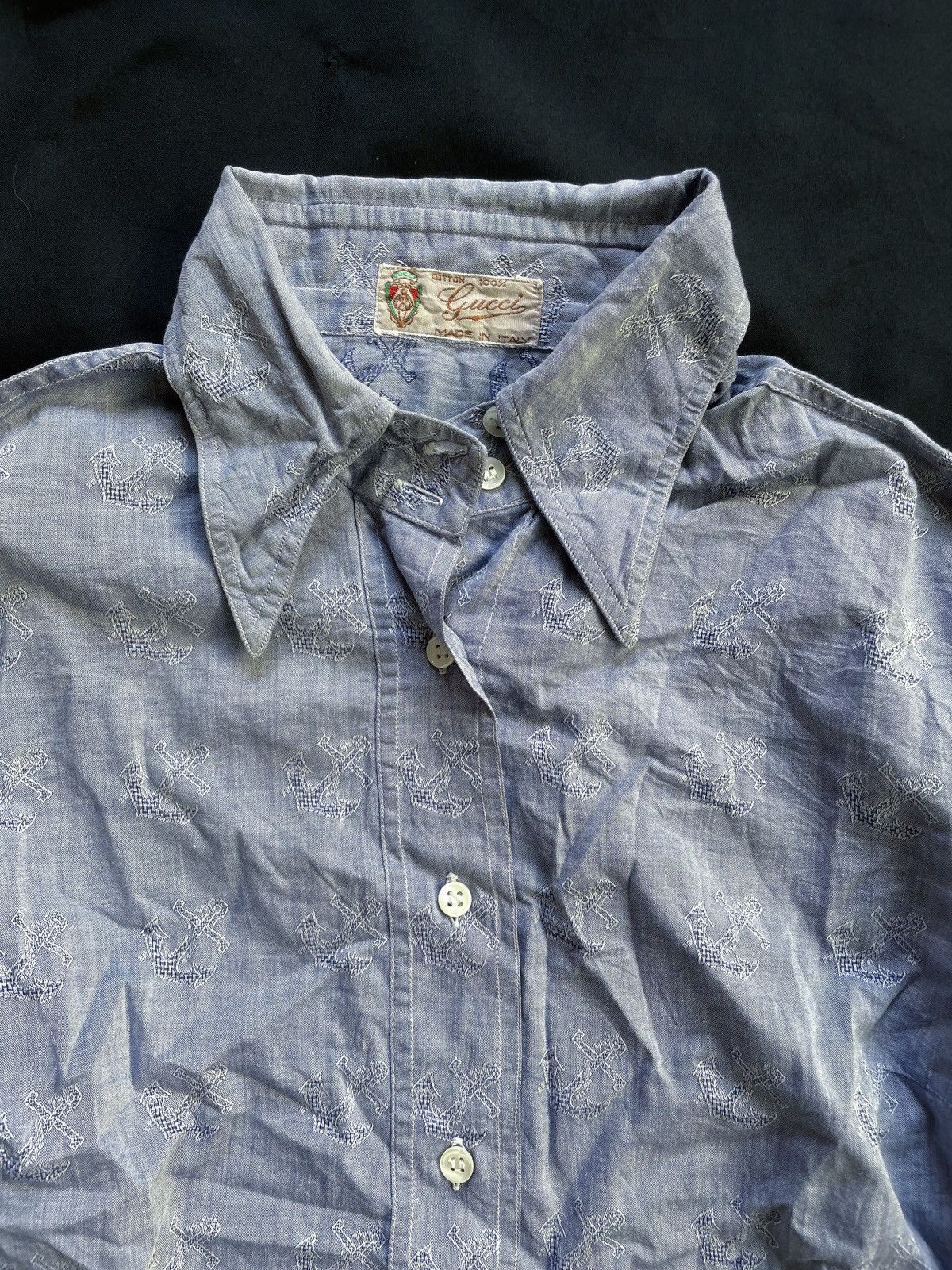 Gucci GUCCI 70S ANCHOR EMBOSSED BUTTON DOWN SHIRT Size S / US 4 / IT 40 - 3 Thumbnail