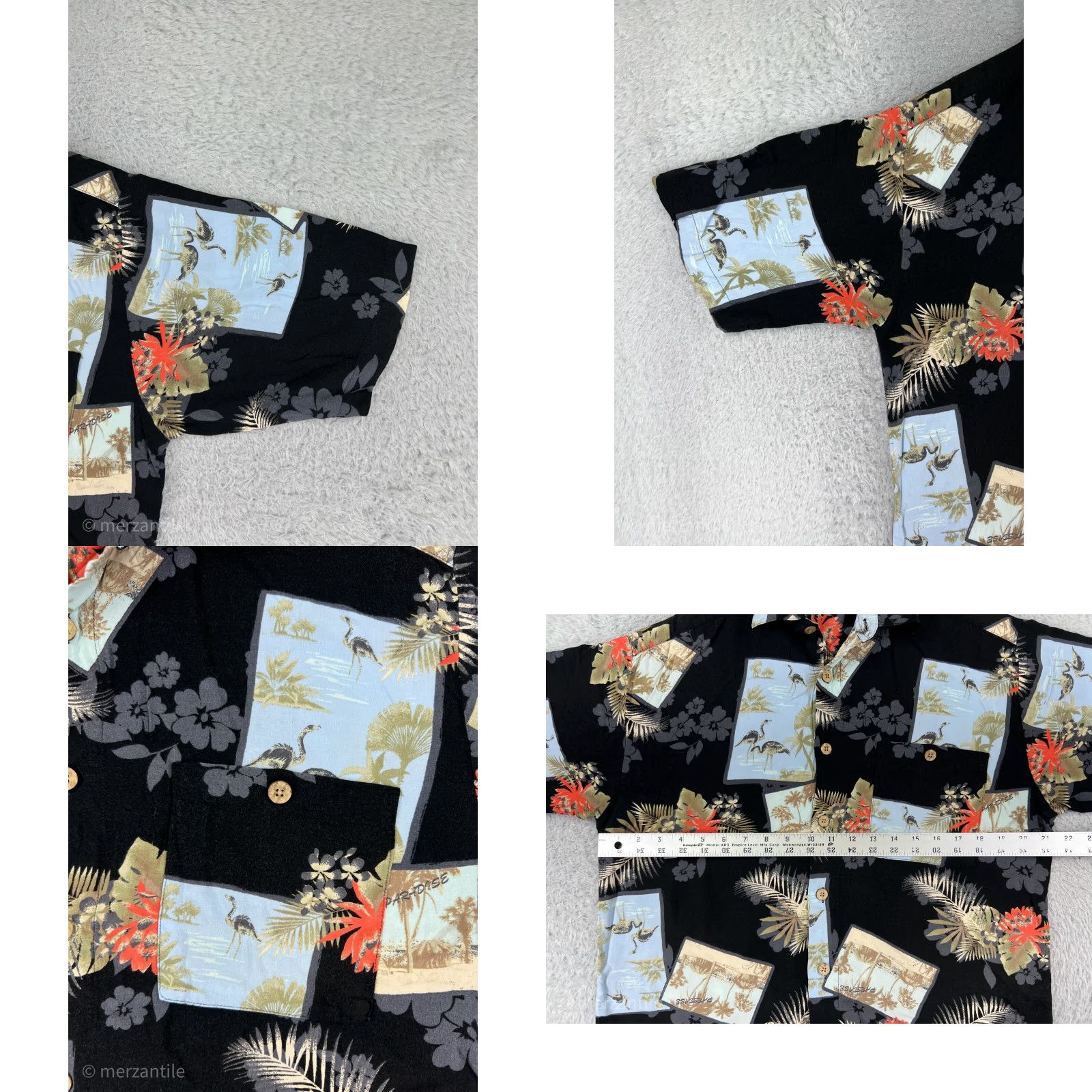 Vintage Natural Issue Shirt Mens Medium Black Floral Hawaiian Rayon Button Up Size US M / EU 48-50 / 2 - 8 Thumbnail