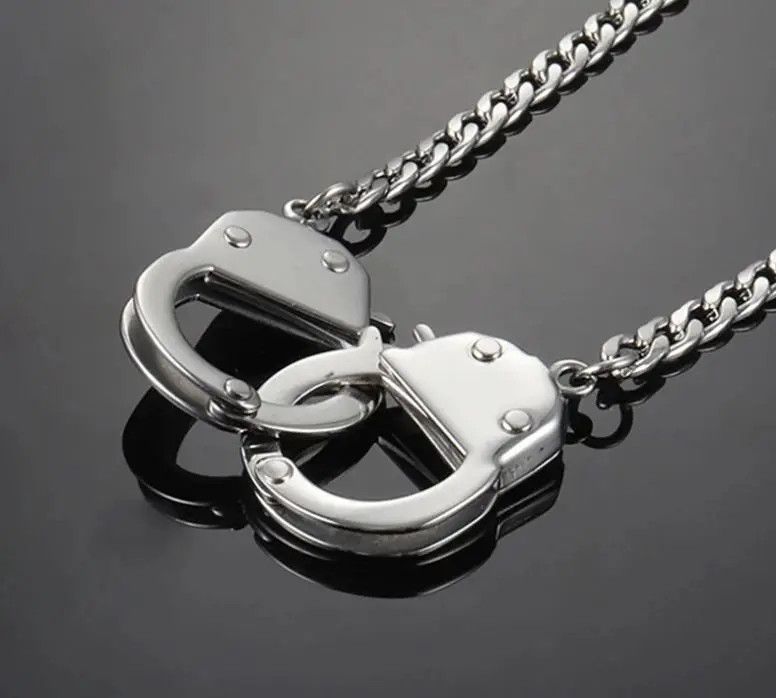 Jewelry Stainless Steel Handcuffs Pendants Necklace Size ONE SIZE - 1 Thumbnail