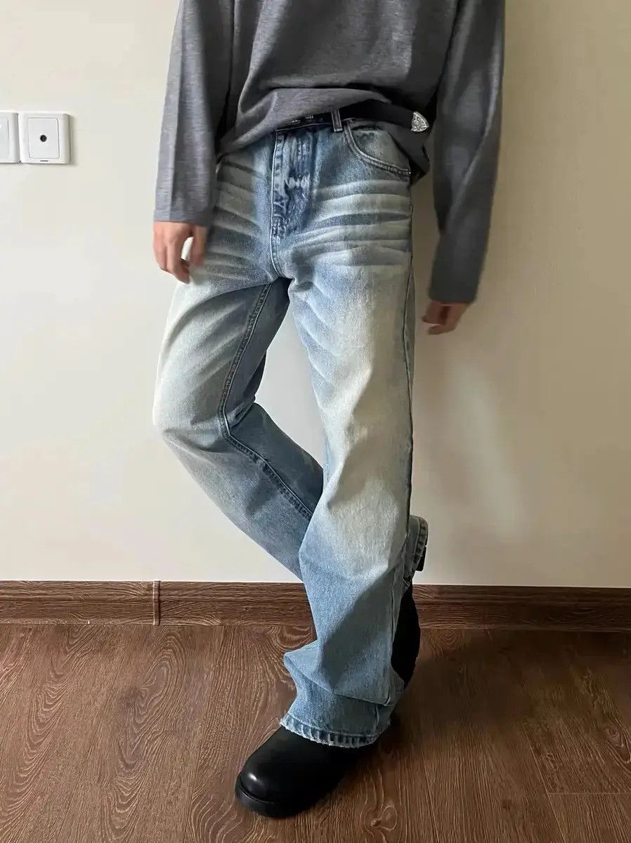 Japanese Brand Retro ice blue cat whisker jeans Size US 32 / EU 48 - 6 Thumbnail